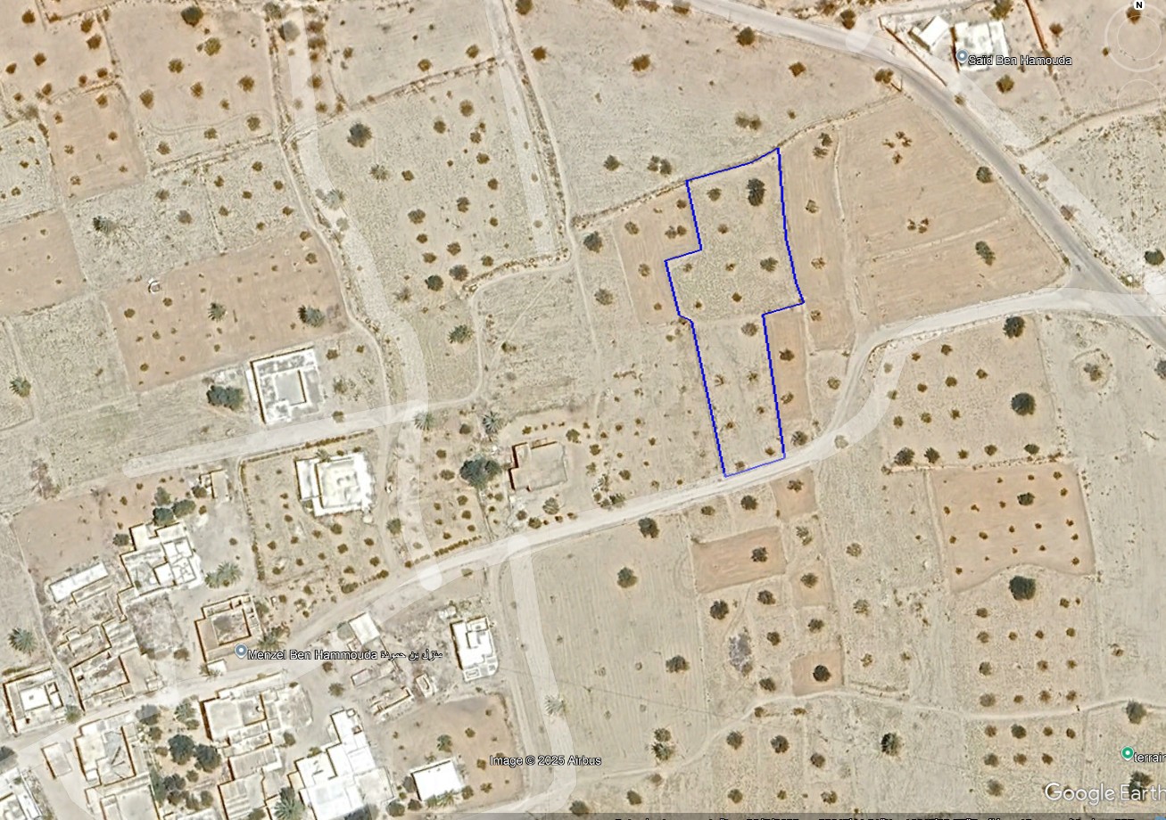 Ajim Jabira Vente Surfaces Terrain 2260 m2  menzel ben hammouda jaabira