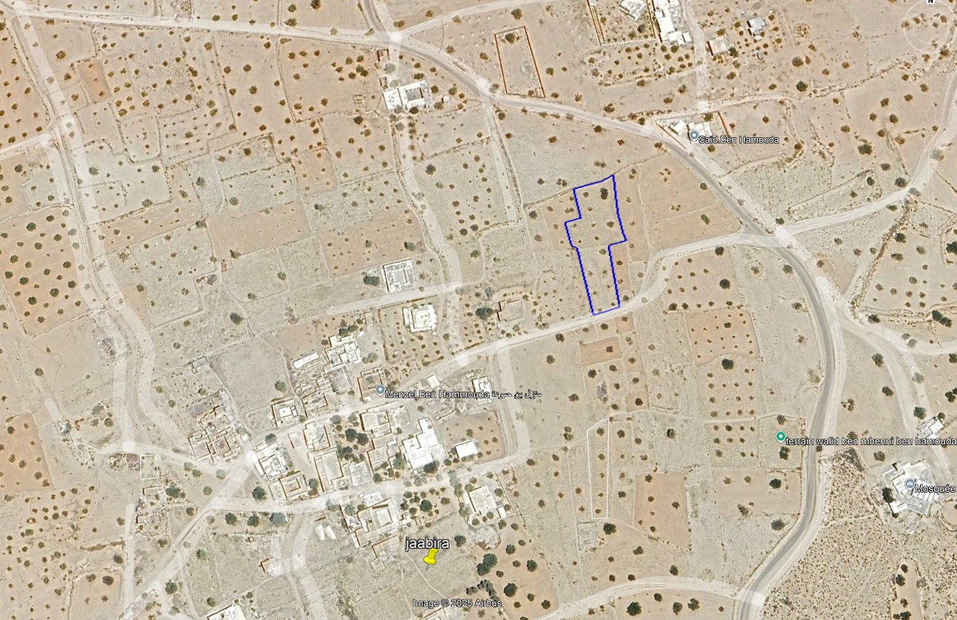 Ajim Jabira Vente Surfaces Terrain 2260 m2  menzel ben hammouda jaabira