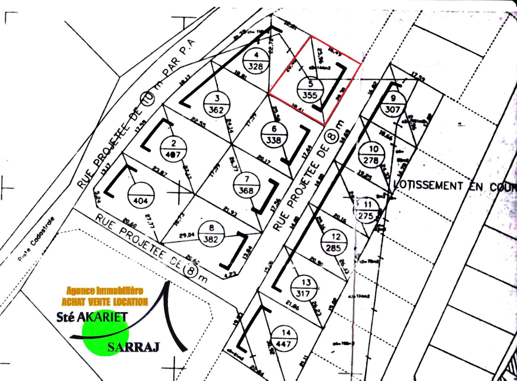 Kalaa Essghira Cite Chragui Terrain Terrain nu Lot 355m zone des villas  kalaa sghira chragui