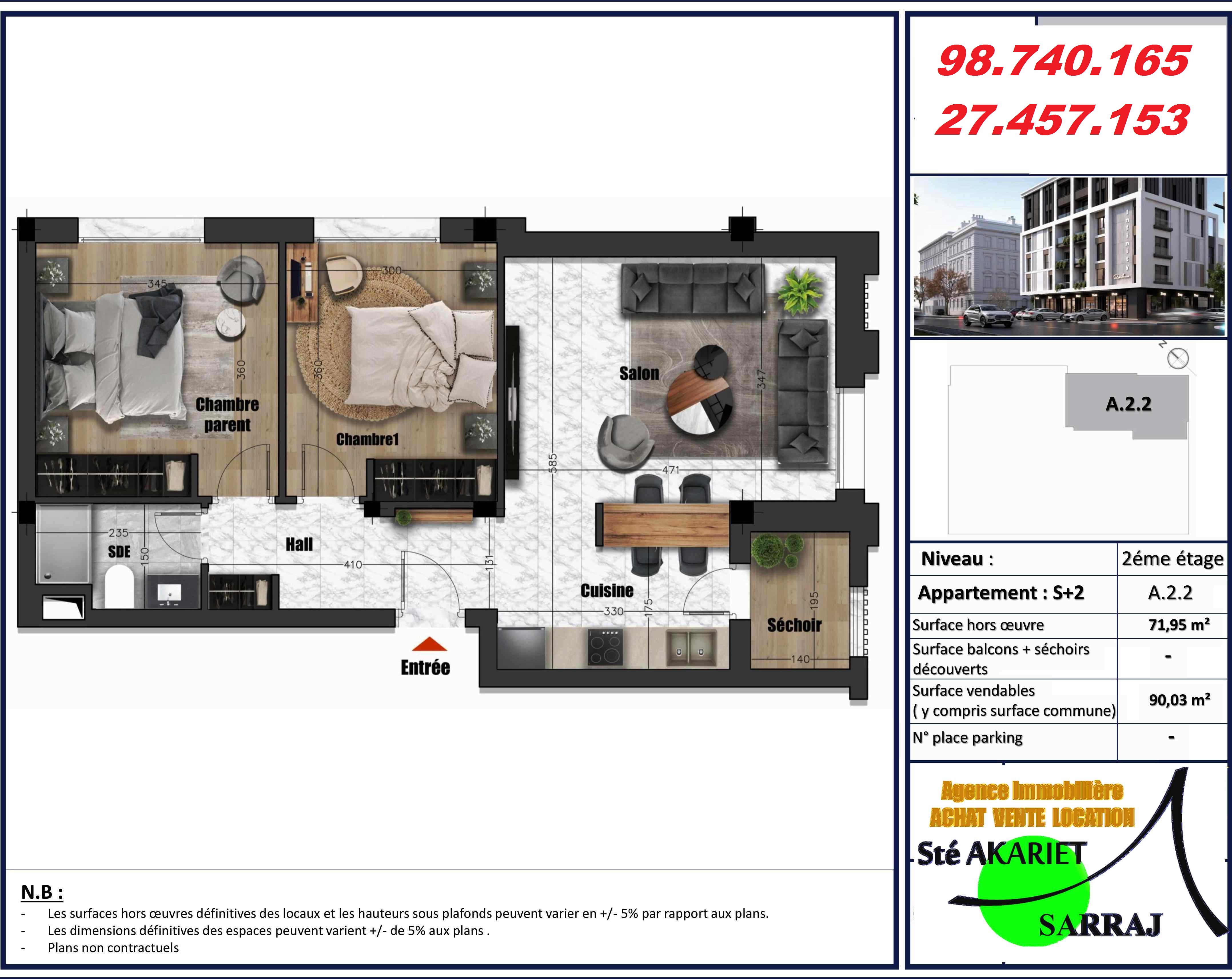 Sousse Jaouhara&nbsp;Sousse Khezama&nbsp;Vente&nbsp;Appart. 2 pi�ces&nbsp;Des appartements en cours de construction � khzema