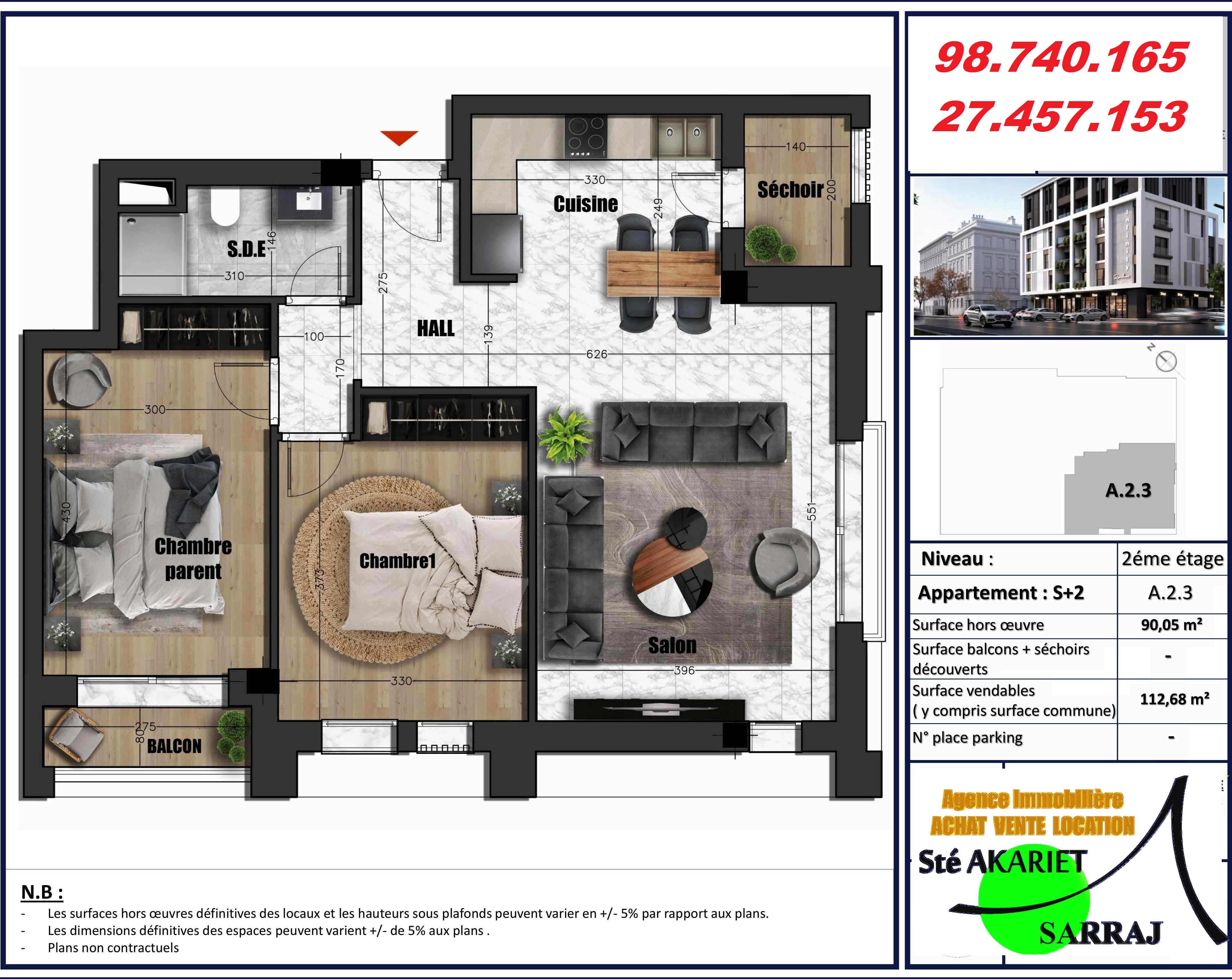 Sousse Jaouhara&nbsp;Sousse Khezama&nbsp;Vente&nbsp;Appart. 2 pi�ces&nbsp;Des appartements en cours de construction � khzema