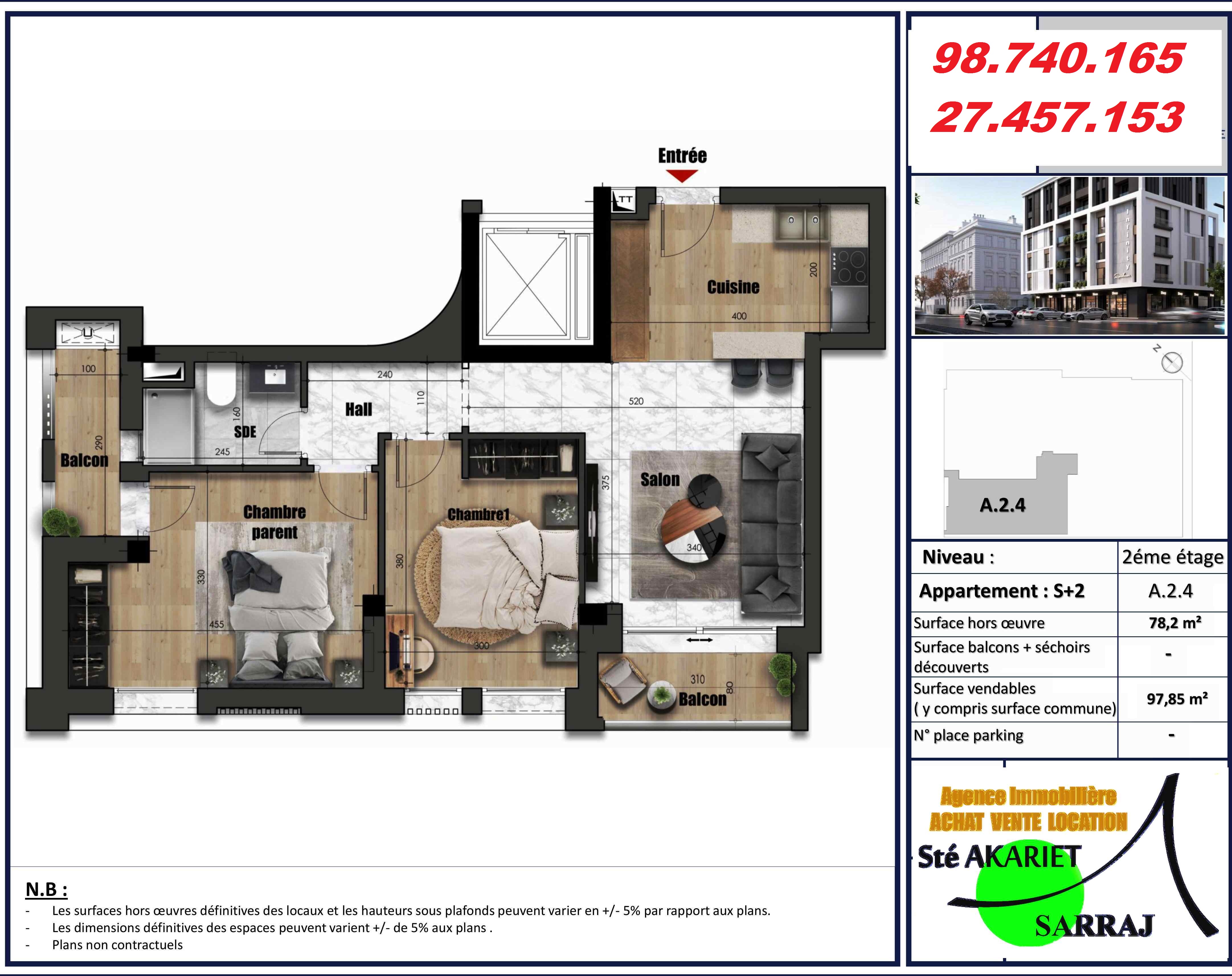 Sousse Jaouhara&nbsp;Sousse Khezama&nbsp;Vente&nbsp;Appart. 2 pi�ces&nbsp;Des appartements en cours de construction � khzema