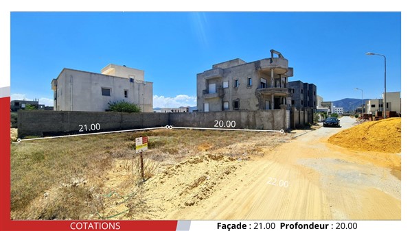 Hammam Chatt Borj Cedria Terrain Terrain nu Terrain de 420 m2  550 dt le m2