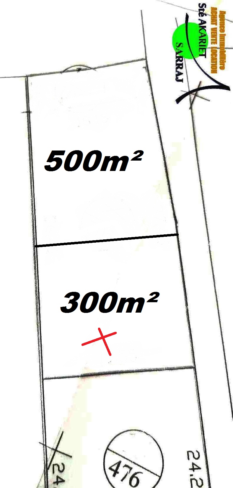 Akouda Chatt Meriem Terrain Terrain nu Terrain 300m vue de mer  koussour gharnata