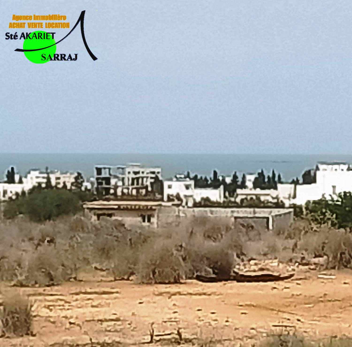 Akouda Chatt Meriem Terrain Terrain nu Terrain 300m vue de mer  koussour gharnata