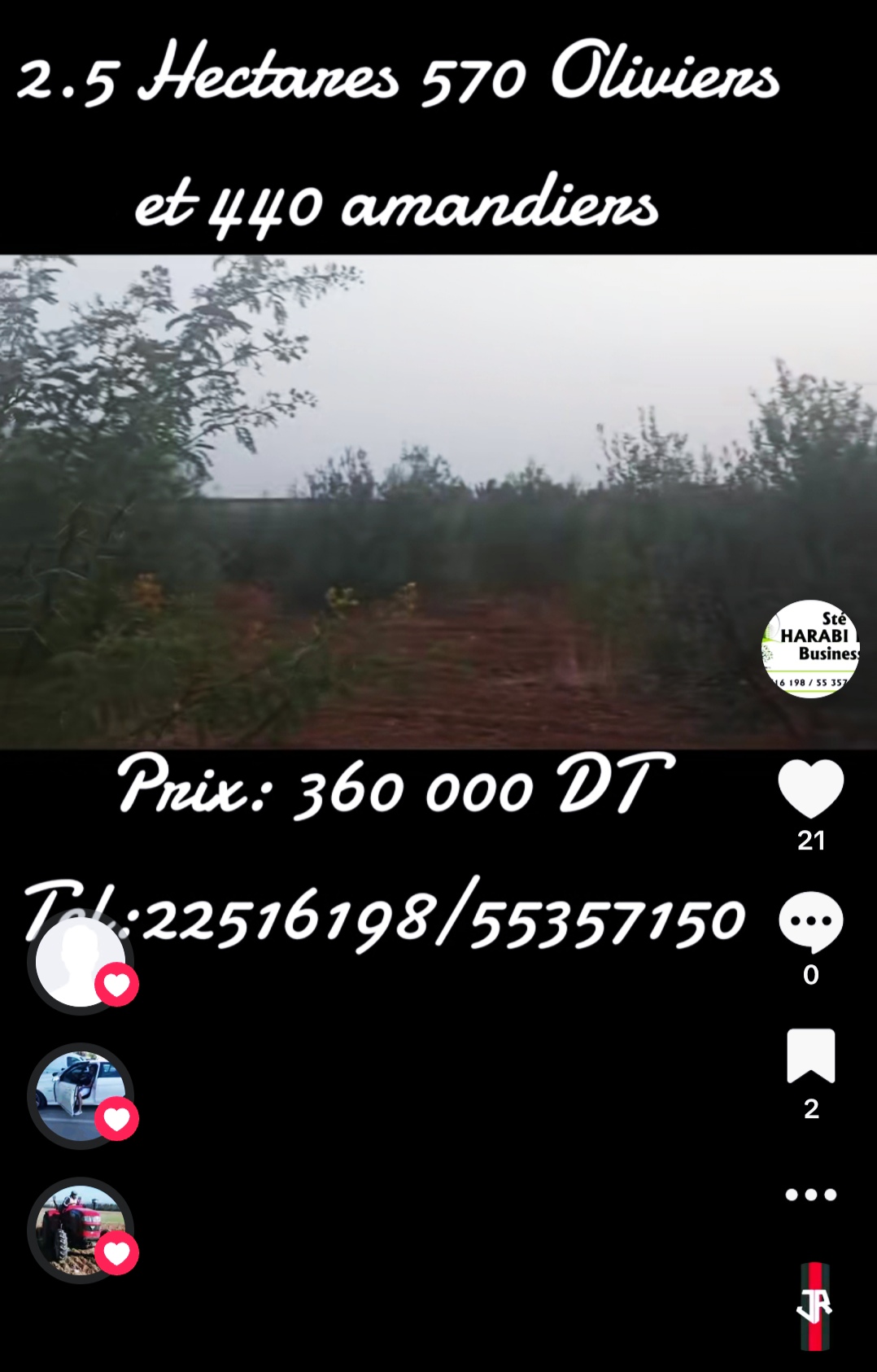 Bir Mcherga&nbsp;Bir Mcherga&nbsp;Terrain&nbsp;Terrain agricole&nbsp;Terrain 570 oliviers et 440 amandiers