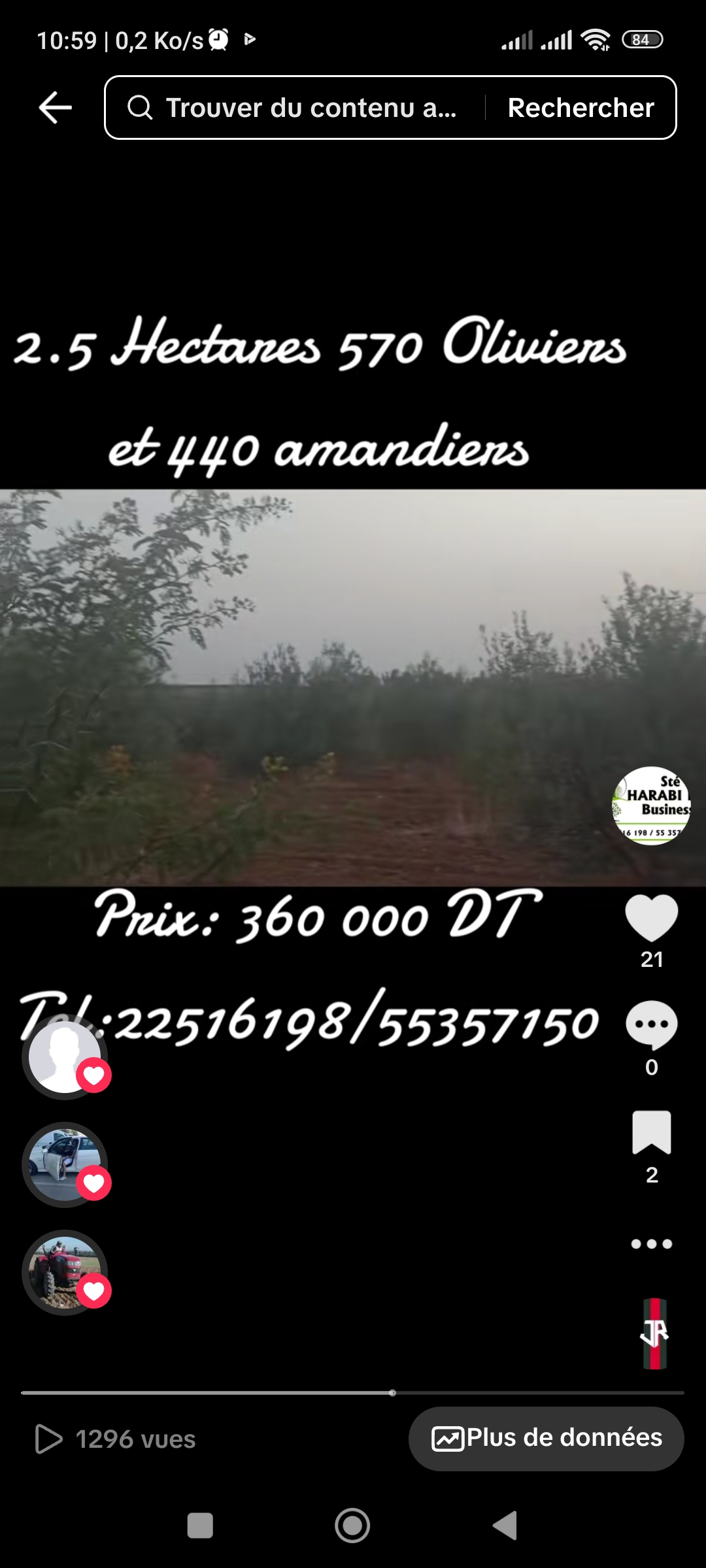 Bir Mcherga&nbsp;Bir Mcherga&nbsp;Terrain&nbsp;Terrain agricole&nbsp;Terrain 570 oliviers et 440 amandiers