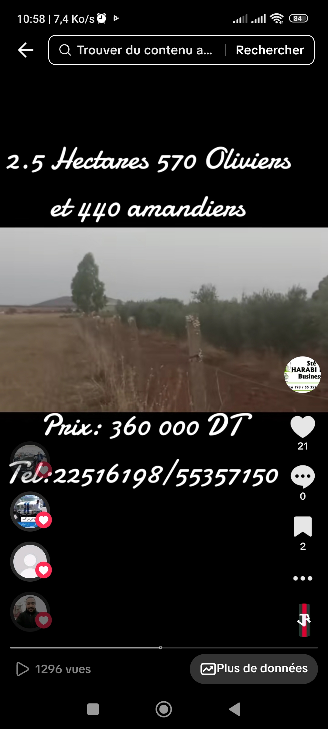 Bir Mcherga&nbsp;Bir Mcherga&nbsp;Terrain&nbsp;Terrain agricole&nbsp;Terrain 570 oliviers et 440 amandiers