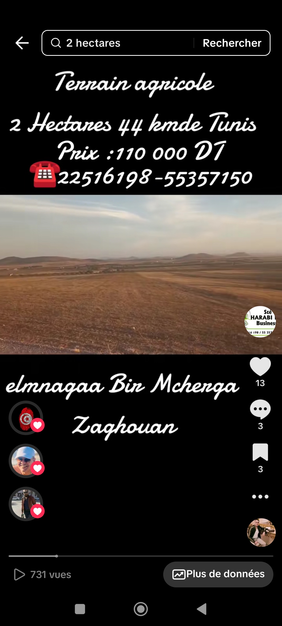 Bir Mcherga&nbsp;Bir Mcherga&nbsp;Terrain&nbsp;Terrain agricole&nbsp;2 hectare mnagaa pour maison de campagne