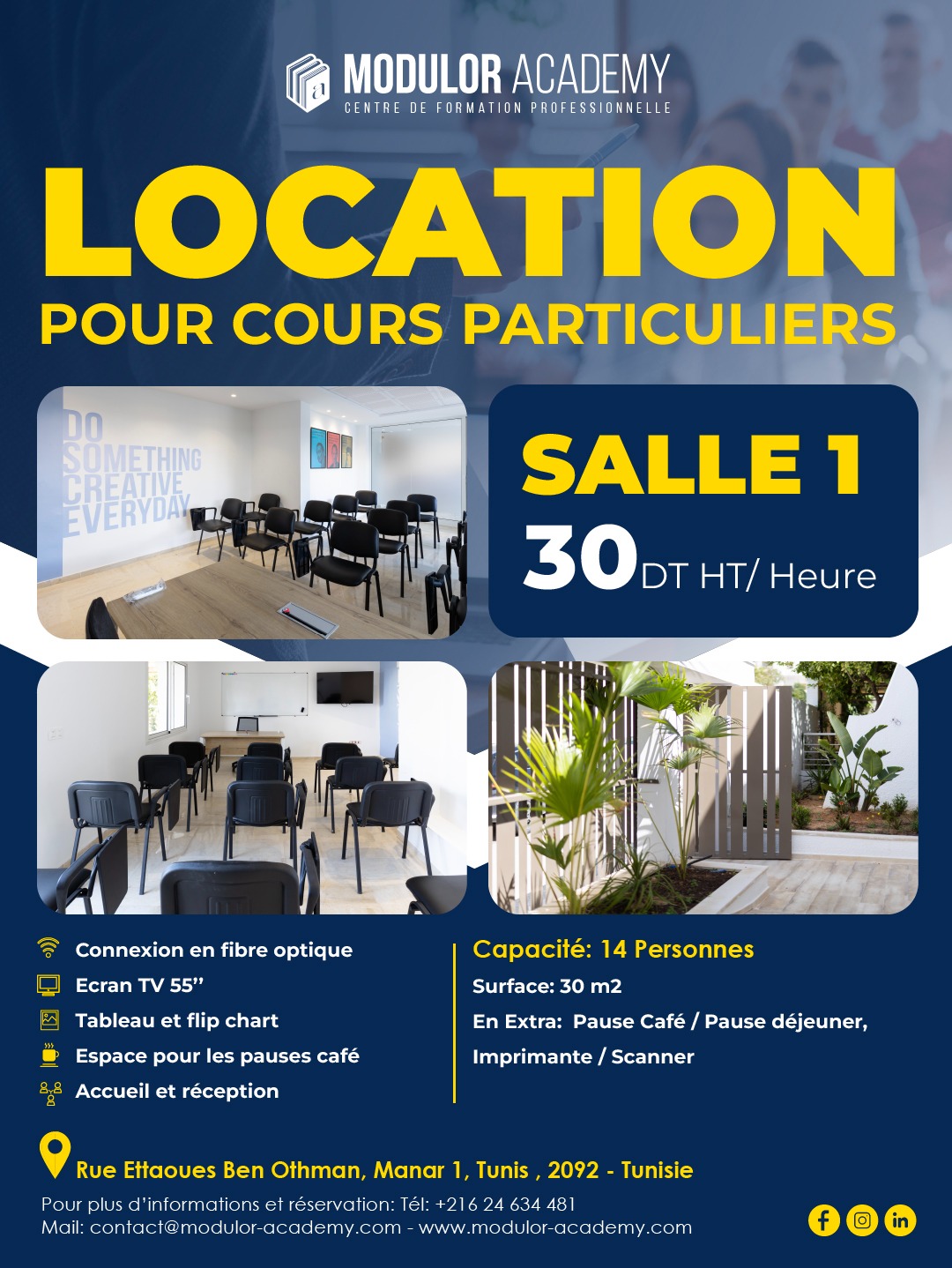 El Menzah El Manar 1 Autre Autre Salles pour cours particuliers  modulor academy