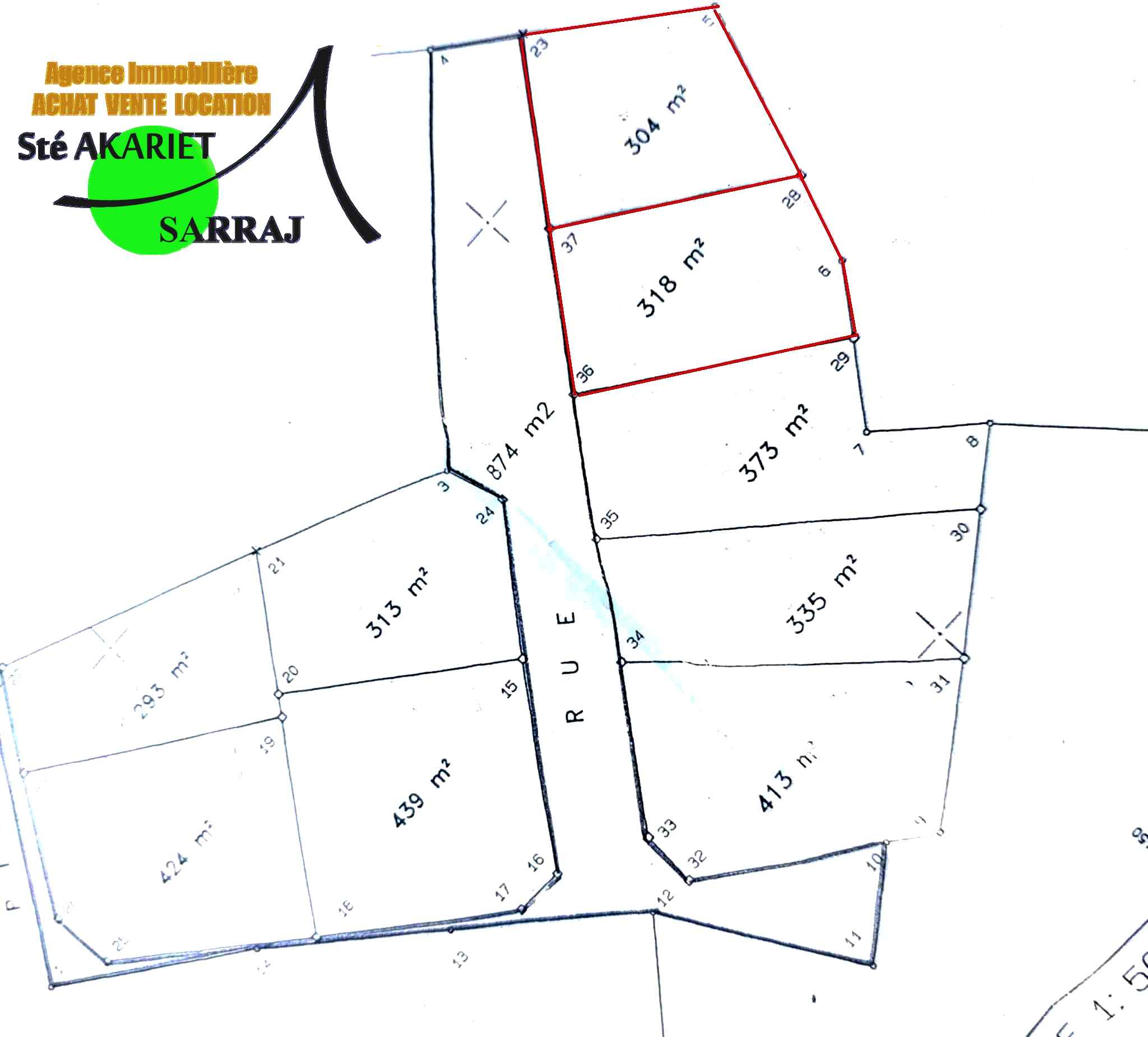 Akouda Akouda Terrain Terrain nu Deux terrains 304m et 318m  akouda oued laarouk
