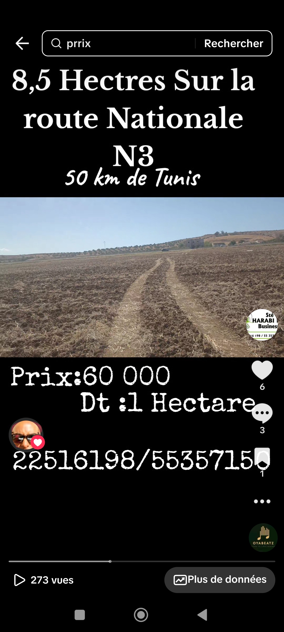 El Fahs Jabbes Terrain Terrain agricole Idal pour agricole et commerces et services