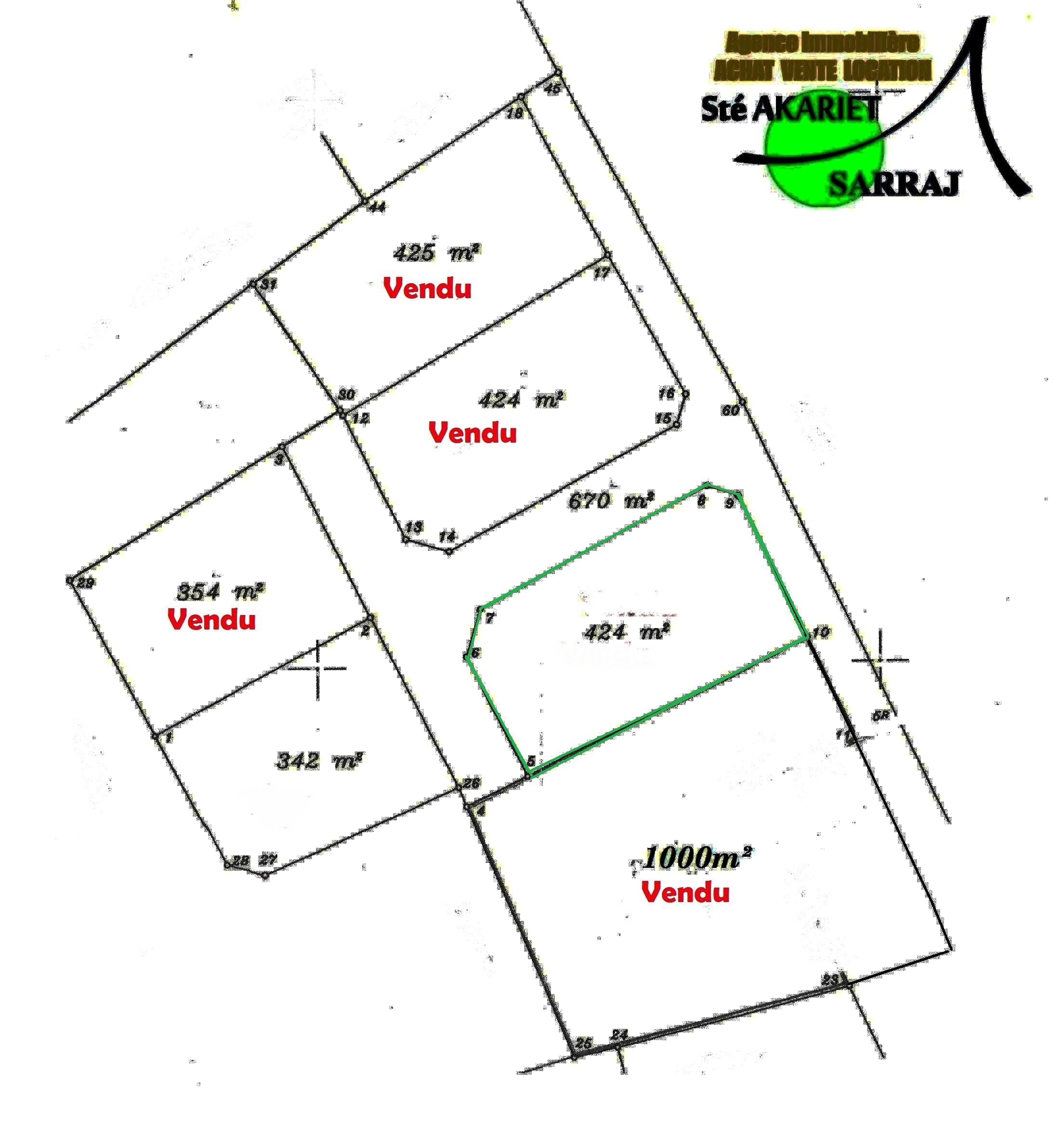 Akouda Chatt Meriem Terrain Terrain nu Terrain titr 424m derrire koussour gharnata