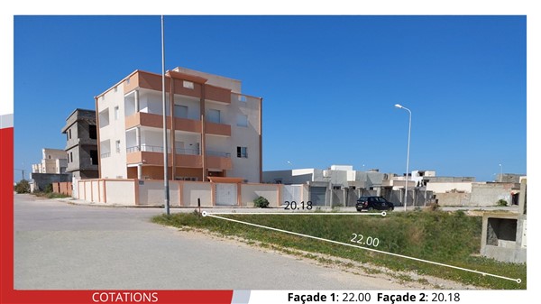 Hammam Chatt Borj Cedria Terrain Terrain nu Terrain de 444m2 de coin  650 d le m2