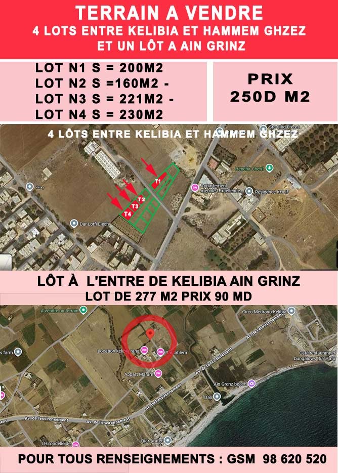 Kelibia Kelibia Terrain Terrain nu 3 lots de terrains