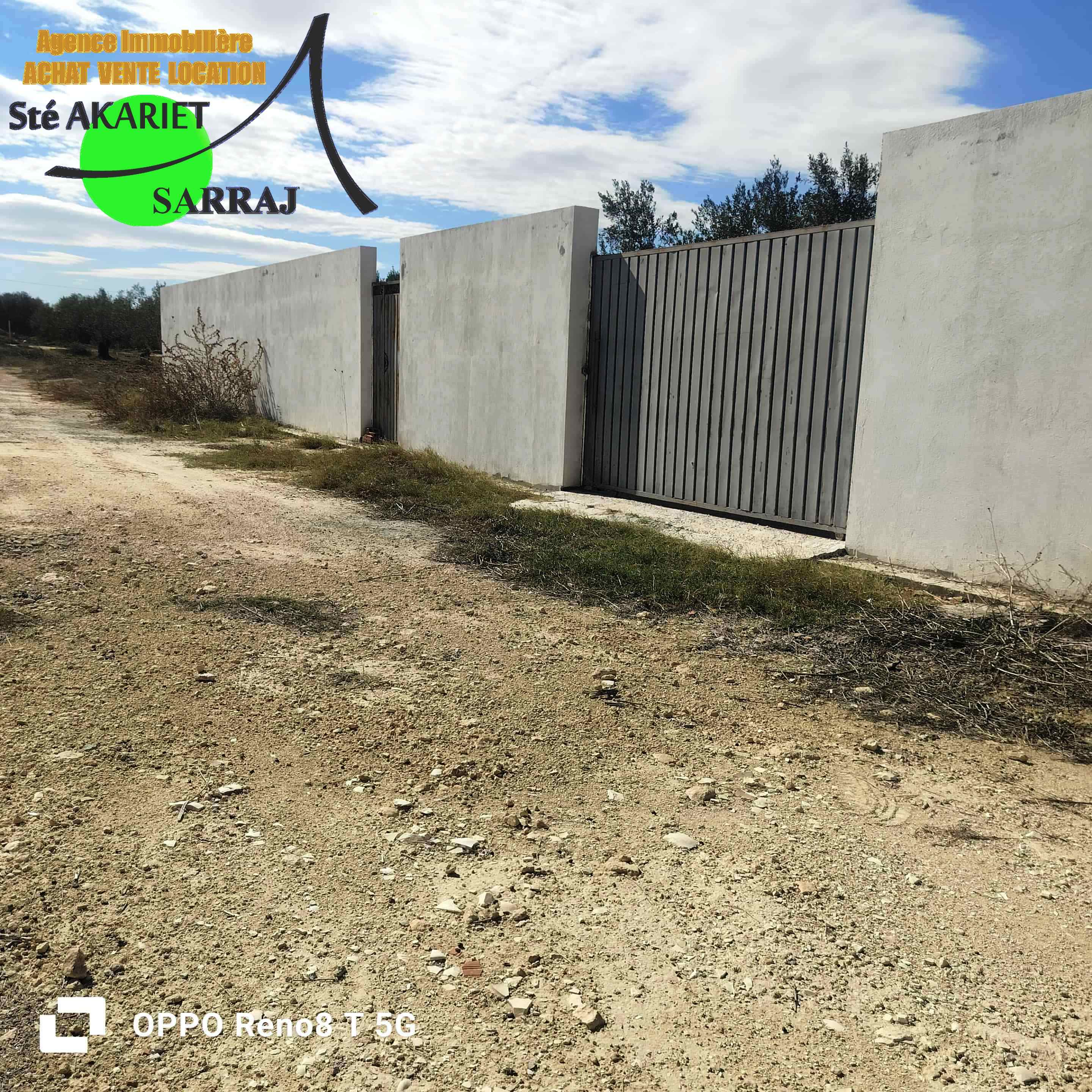 Akouda&nbsp;Chatt Meriem&nbsp;Terrain&nbsp;Terrain agricole&nbsp;Tr�s bon offre terrain cl�tur� 1000m � rmila