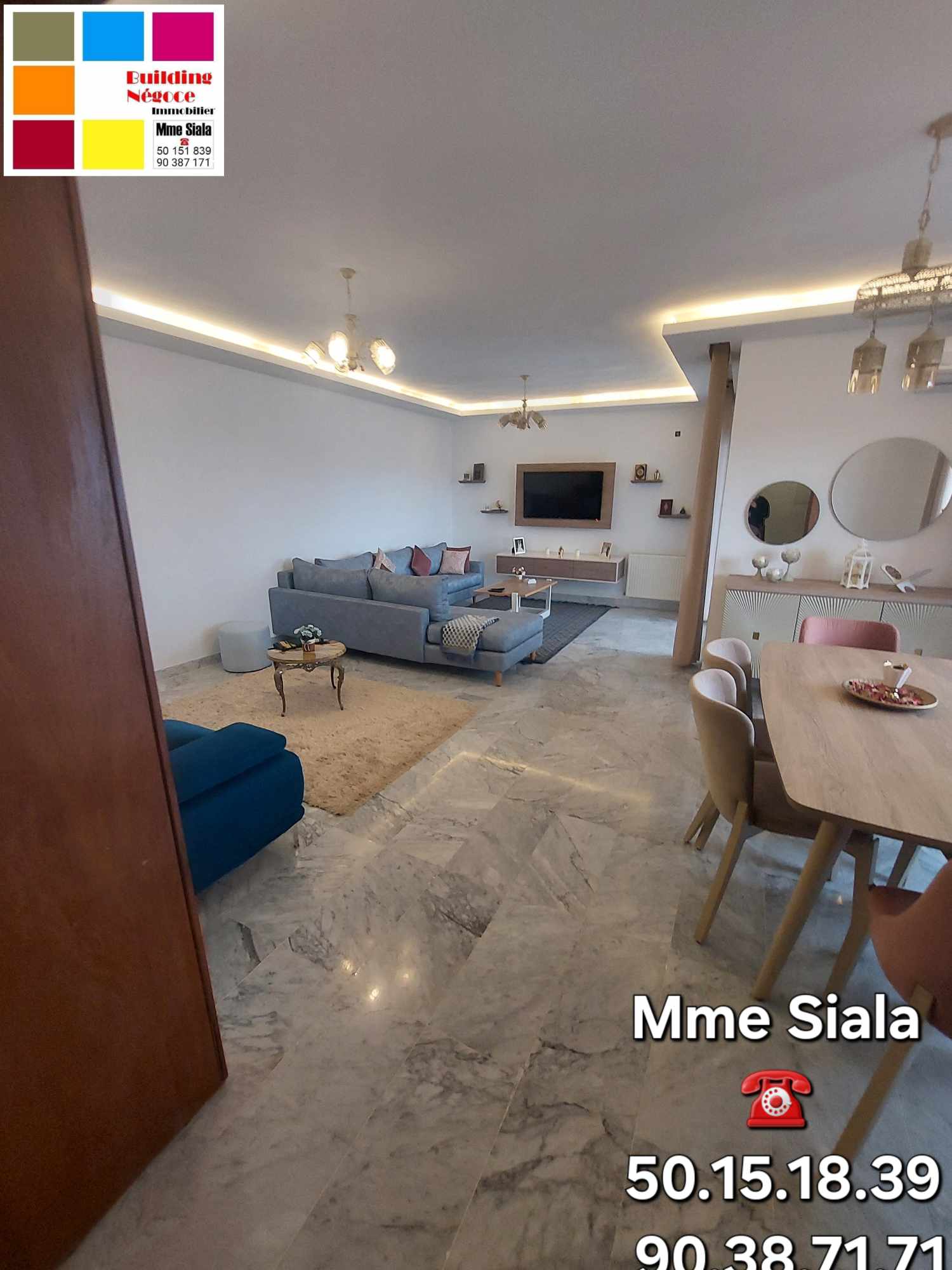 Ariana Ville Cite Ennasr 2 Location Appart. 5 pices+ Agrable appt s3 de haut stg avec 2 places de pkg