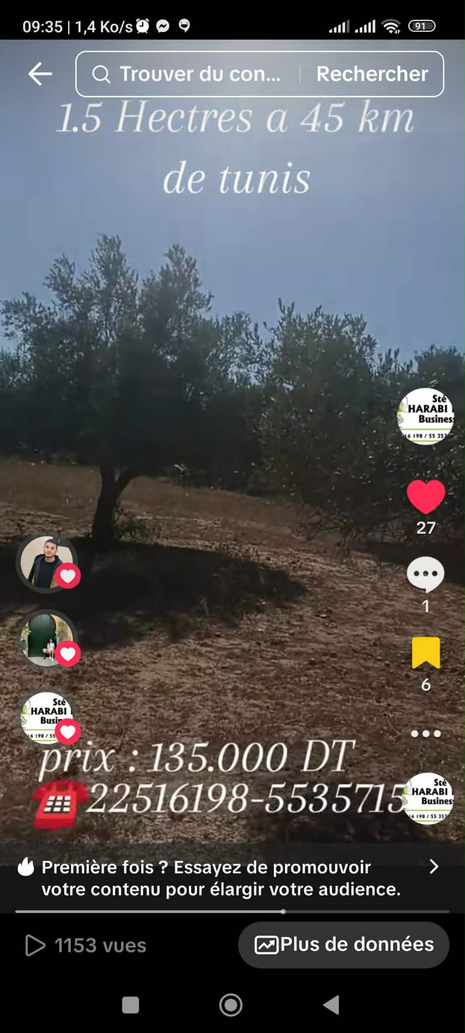 Bir Mcherga&nbsp;Bir Mcherga&nbsp;Terrain&nbsp;Terrain agricole&nbsp;Un hectare et demi avec d'oliviers