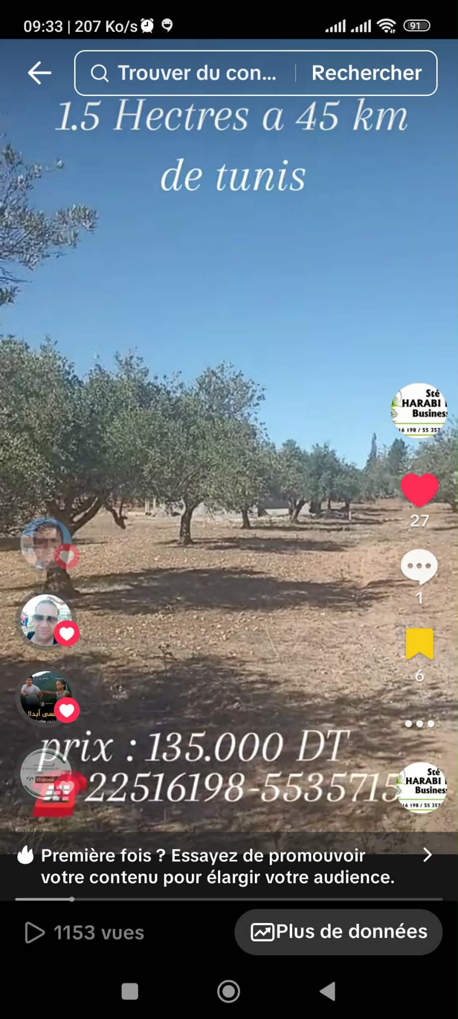 Bir Mcherga&nbsp;Bir Mcherga&nbsp;Terrain&nbsp;Terrain agricole&nbsp;Un hectare et demi avec d'oliviers