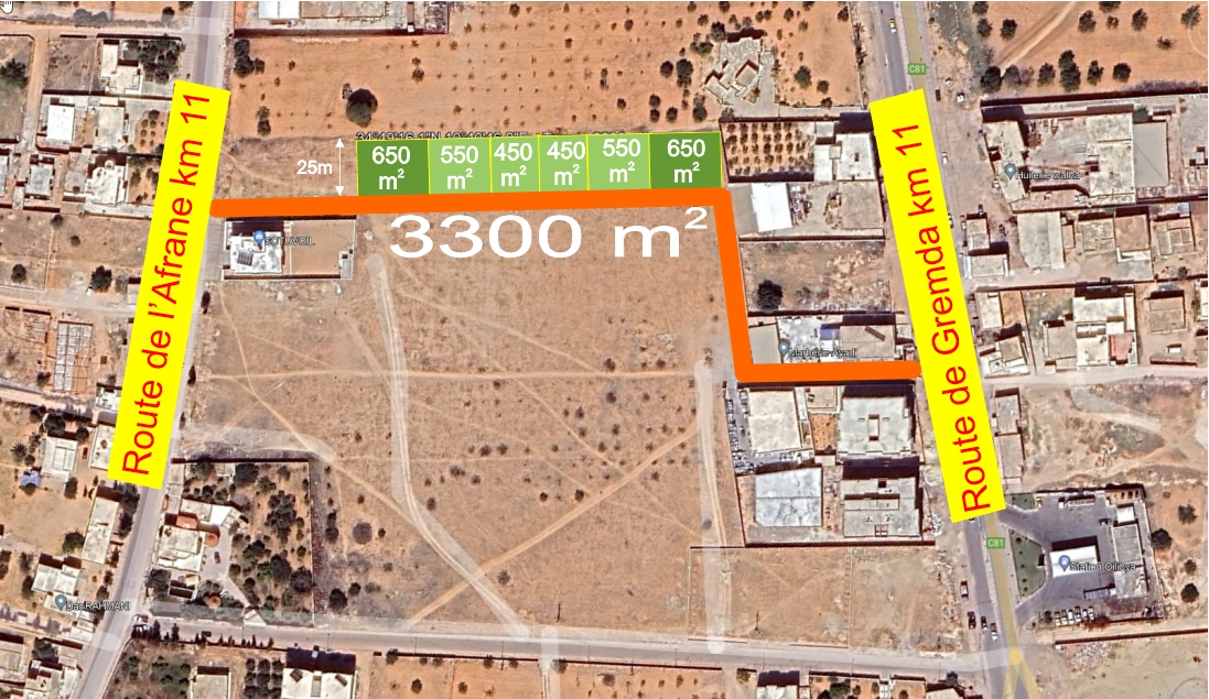 Sfax Ville&nbsp;Merkez Bou Khedir&nbsp;Terrain&nbsp;Terrain nu&nbsp;Terrain gremda et l'afrane