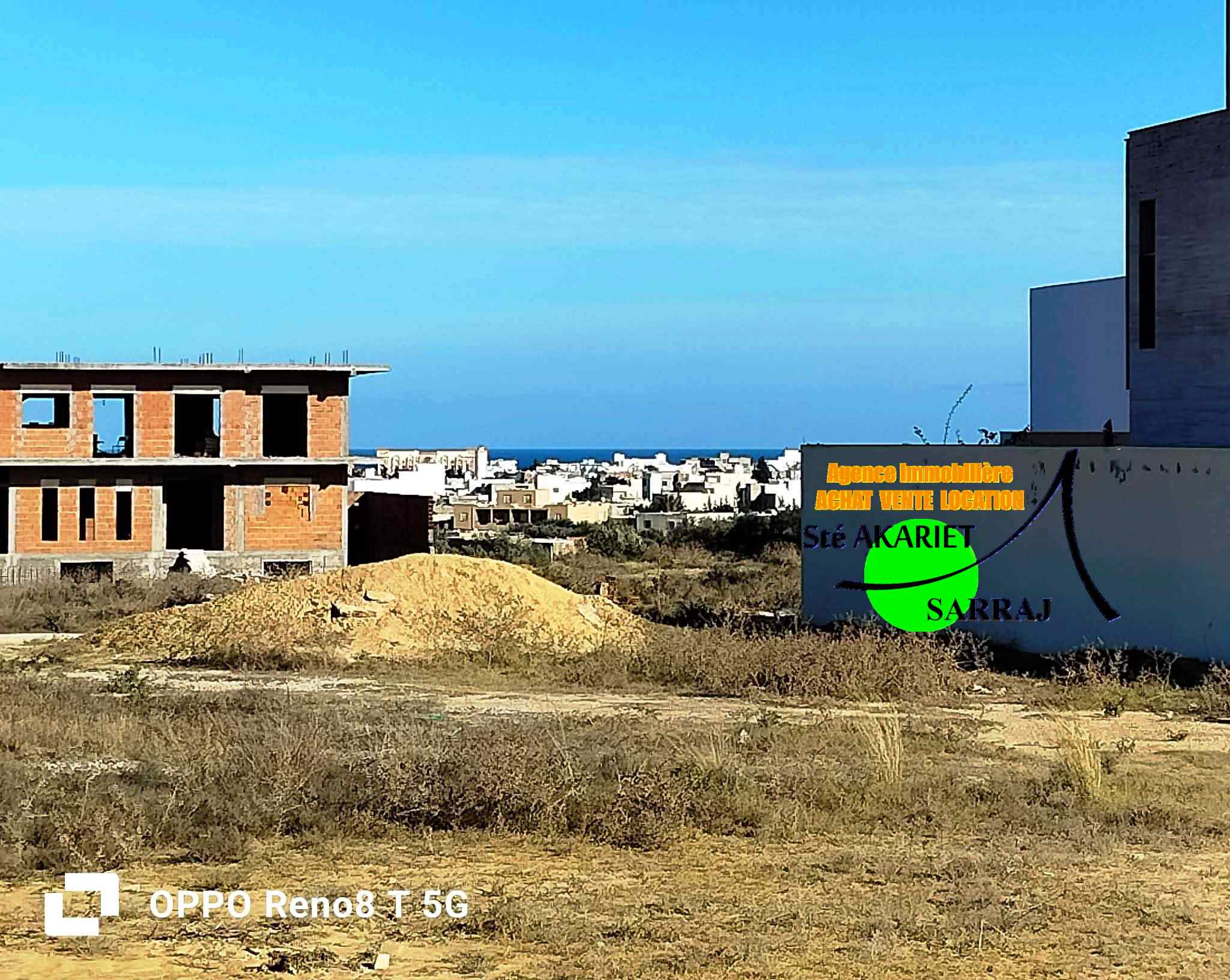 Akouda&nbsp;Chatt Meriem&nbsp;Terrain&nbsp;Terrain nu&nbsp;Terrain 409m vue de mer � koussour gharnata