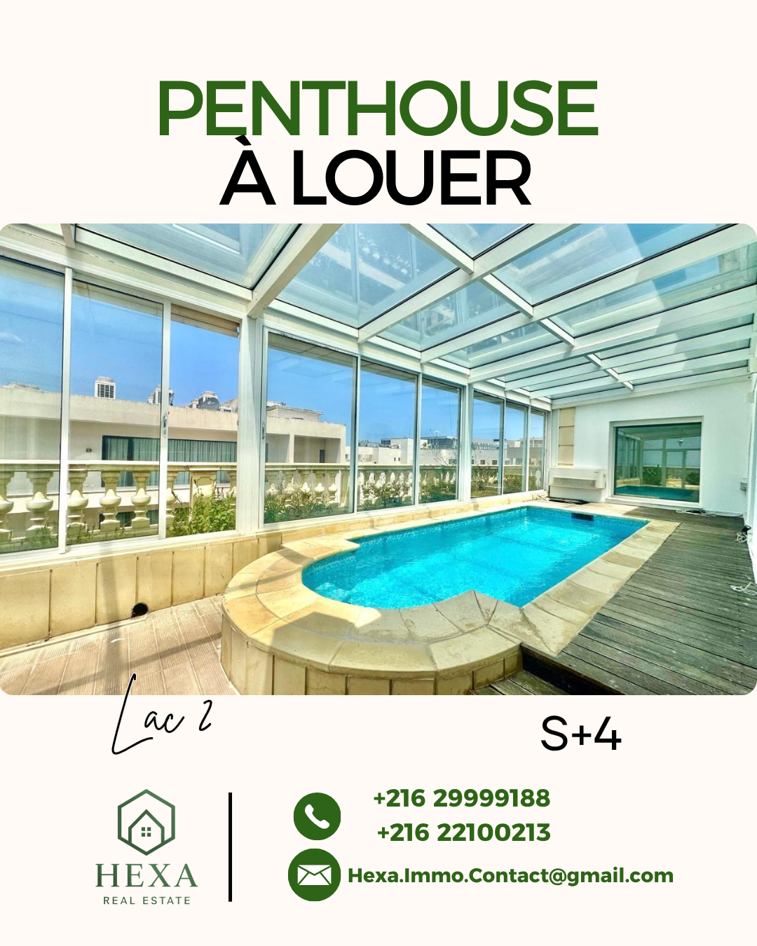 La Marsa&nbsp;Berge Du Lac&nbsp;Location&nbsp;Appart. 5 pi�ces+&nbsp;Un penthouse s4 avec piscine au lac2