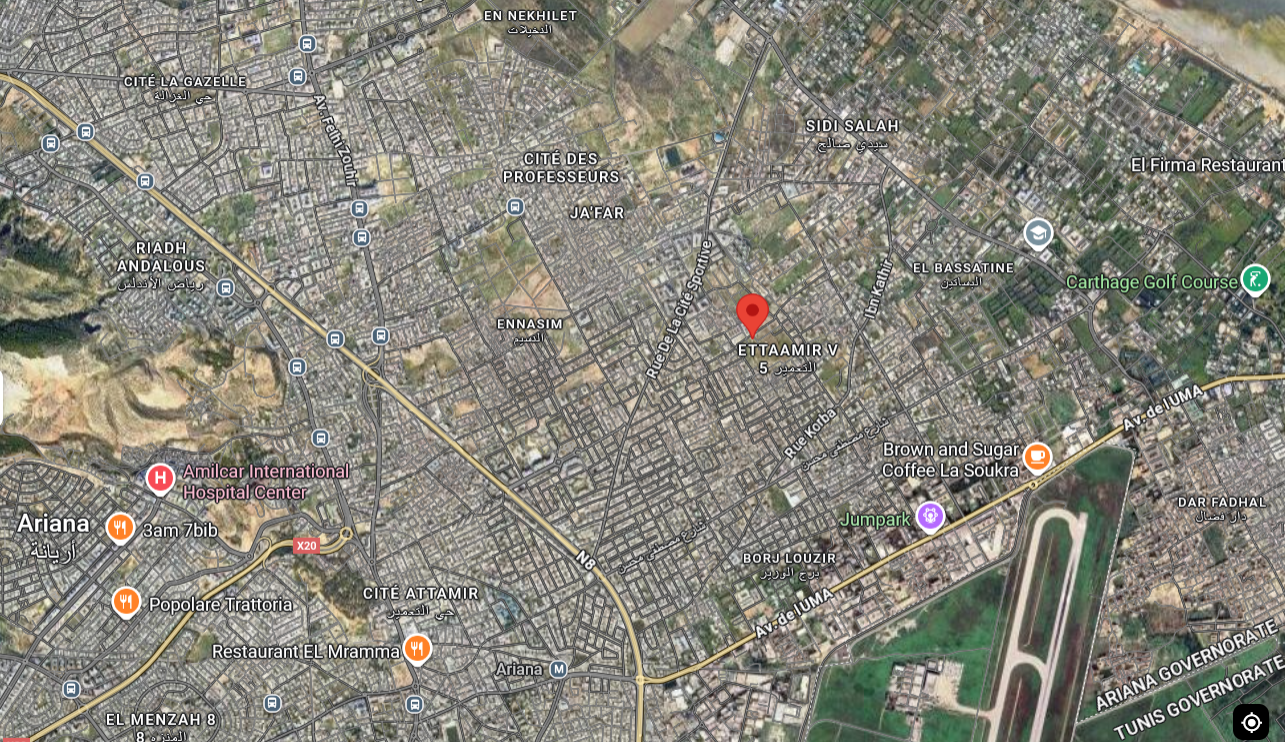 La Soukra&nbsp;Cite Ettaamir 5&nbsp;Terrain&nbsp;Terrain nu&nbsp;Terrain 411 m2 � jinen el mohandissine attaamir 5