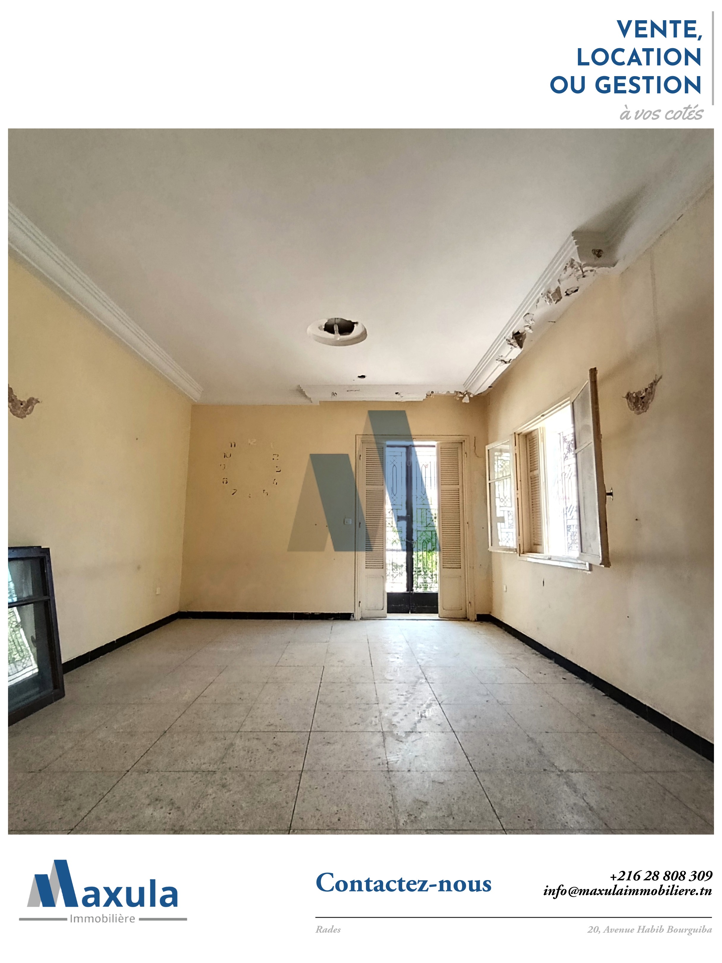 Ben Arous&nbsp;Ben Arous&nbsp;Vente&nbsp;Appart. 4 pi�ces&nbsp;Villa s3 a renover a ben arous
