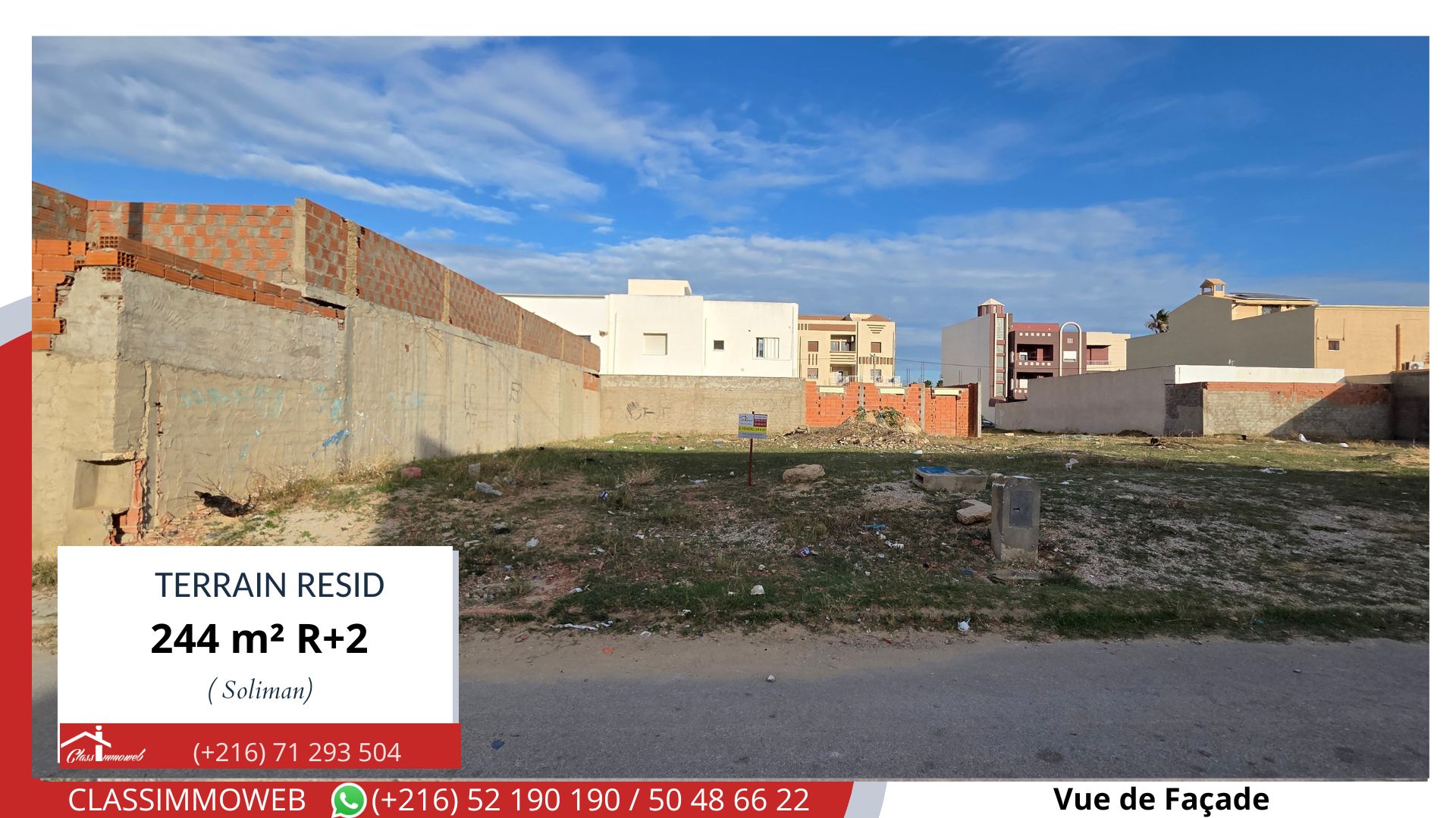 Soliman&nbsp;Soliman&nbsp;Terrain&nbsp;Terrain nu&nbsp;Terrain de 244 m2 � 550 d le m2