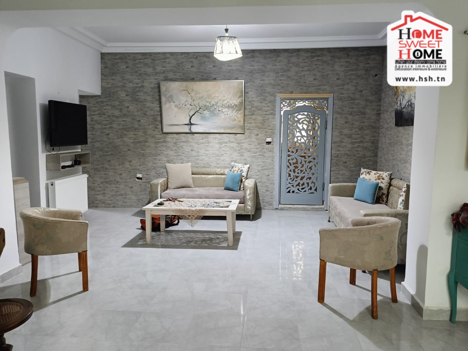 Carthage&nbsp;Salambo&nbsp;Location&nbsp;Appart. 3 pi�ces&nbsp;Rdc de villa s3 vesela  meubl� � carthage salambo