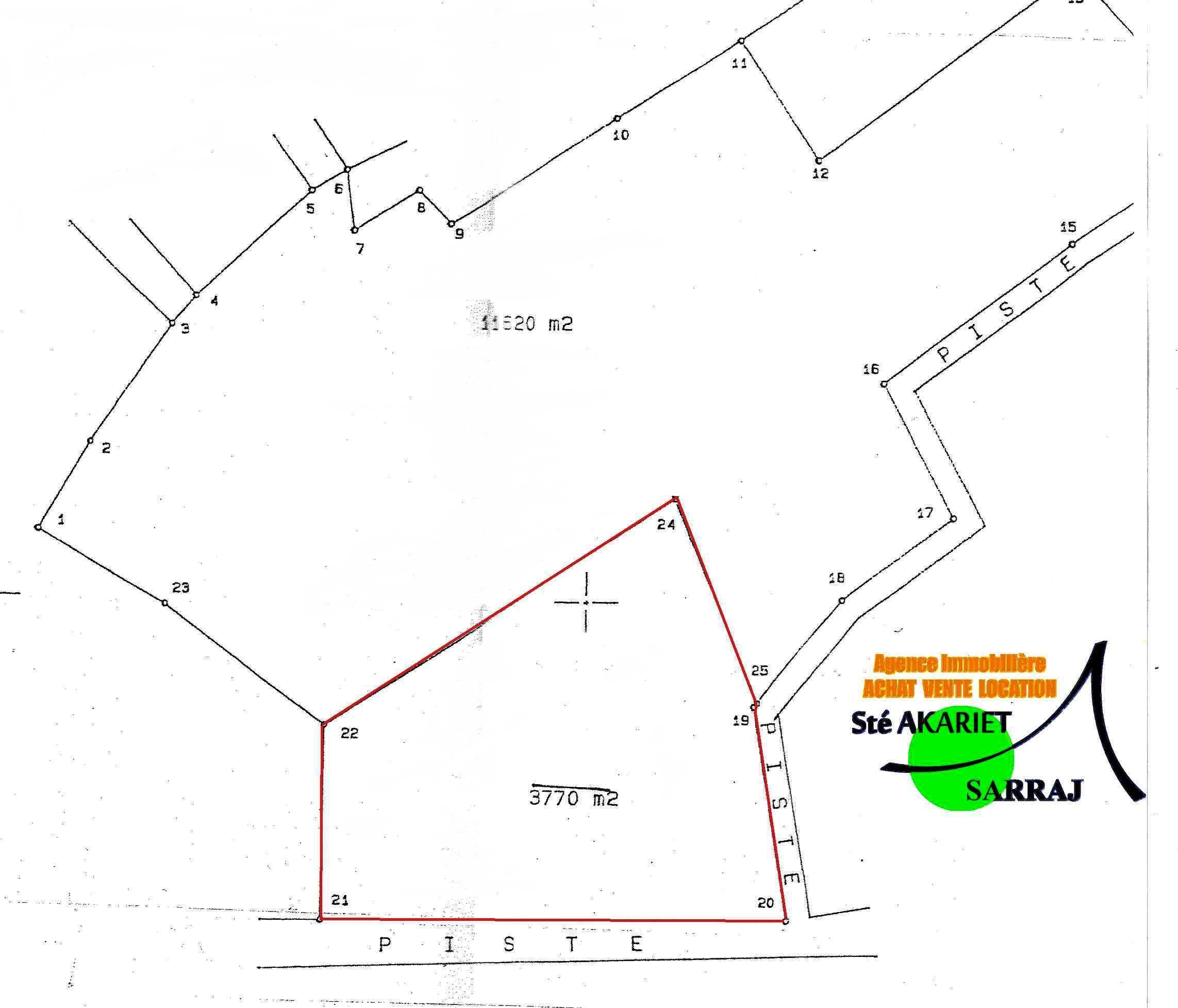 Akouda&nbsp;Akouda&nbsp;Terrain&nbsp;Terrain nu&nbsp;Terrain 3770m et fa�ades 95m chott romaine akouda