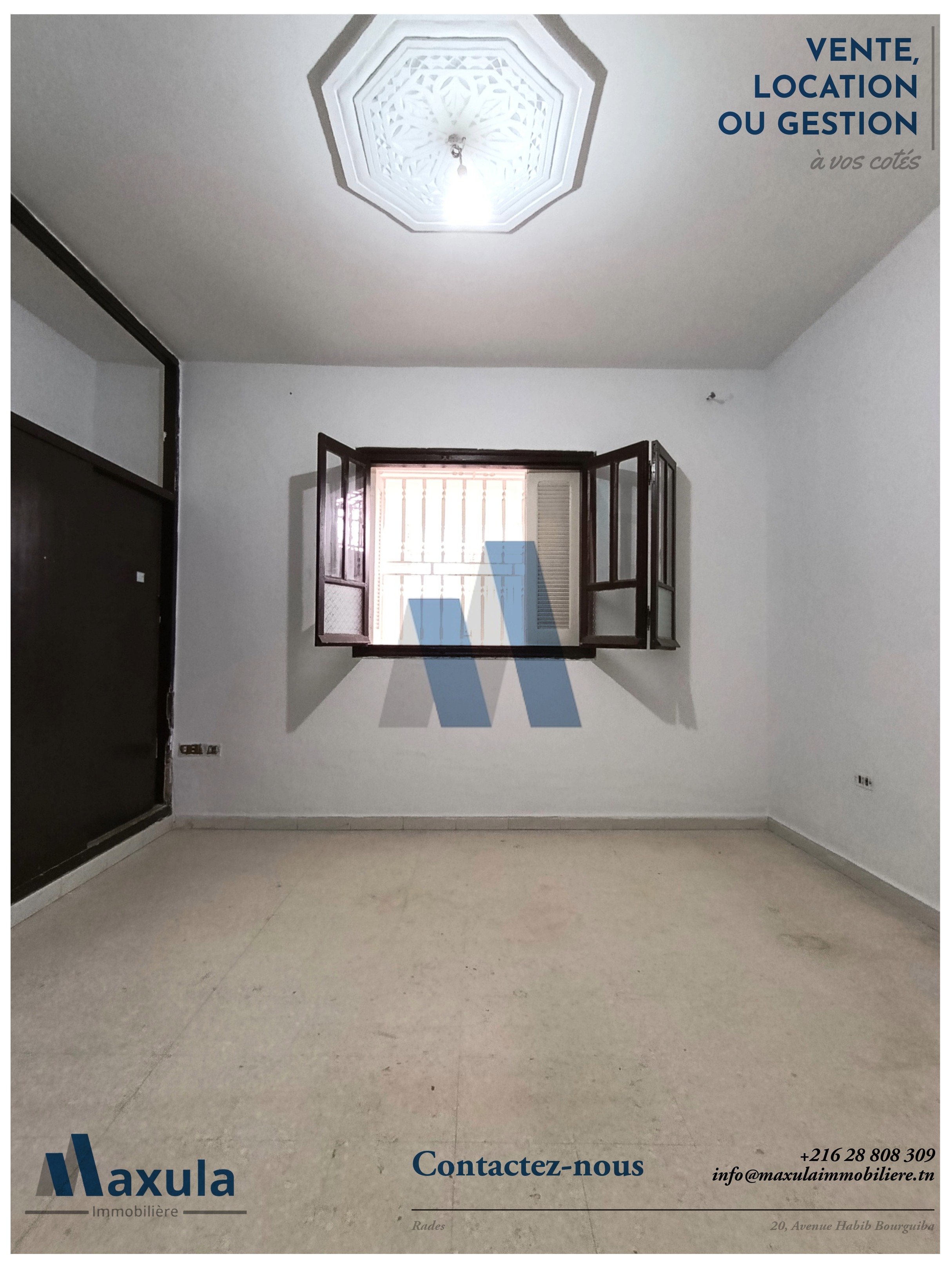 Rades&nbsp;Cite Rades 2&nbsp;Location&nbsp;Appart. 4 pi�ces&nbsp;Etage villa s3 au rez de chaussee a rades 2