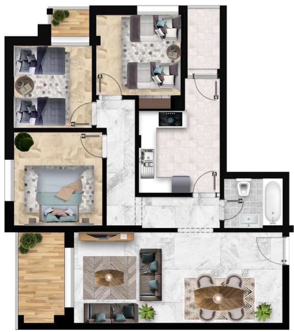 Hammam Sousse&nbsp;El Kantaoui&nbsp;Vente&nbsp;Appart. 4 pi�ces&nbsp;S3 route touristique kantaoui