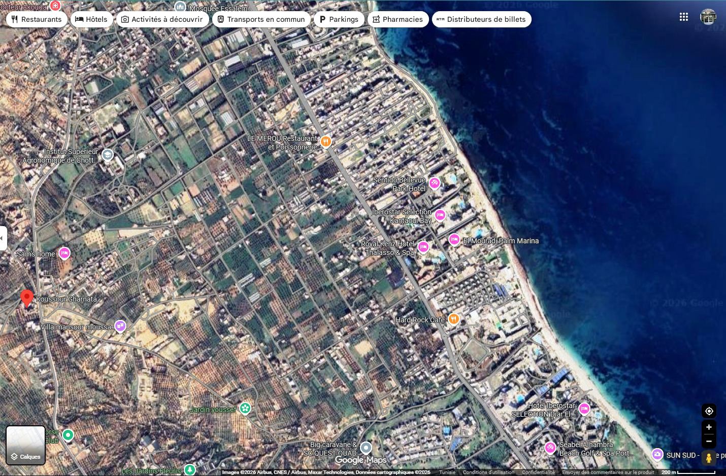 Akouda&nbsp;Chatt Meriem&nbsp;Terrain&nbsp;Terrain nu&nbsp;Lot 198m zone des villas en face koussour gharnata