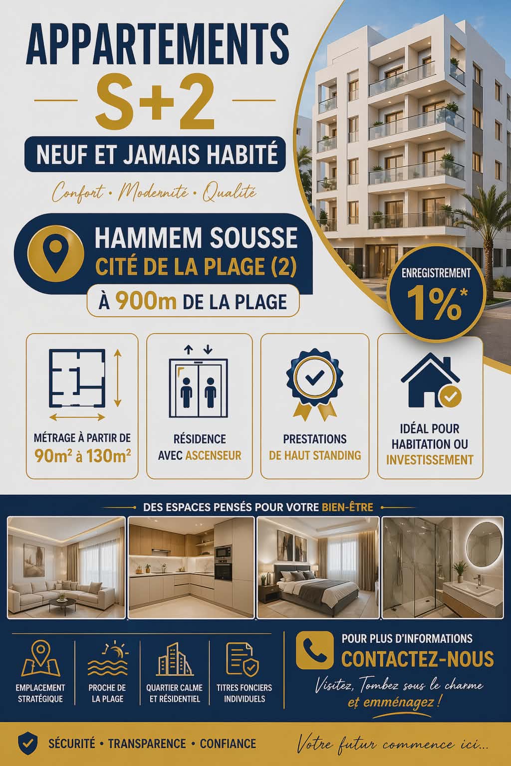 Hammam Sousse&nbsp;Cite De La Plage 2&nbsp;Vente&nbsp;Appart. 3 pi�ces&nbsp;Appartements s2 � hammem sousse cit� de la plage 2
