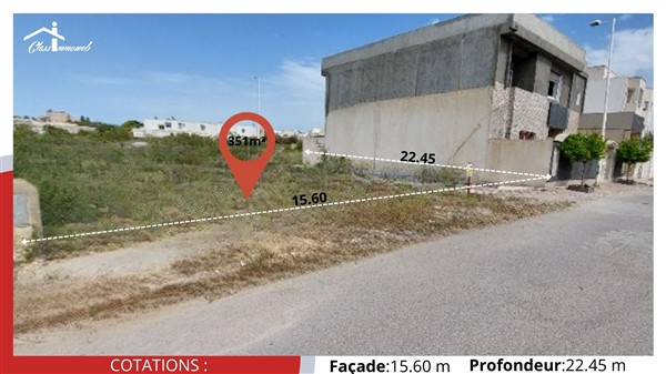 Hammam Chatt&nbsp;Borj Cedria&nbsp;Terrain&nbsp;Terrain nu&nbsp;Terrain de 351 m2 � 540tnd le m2