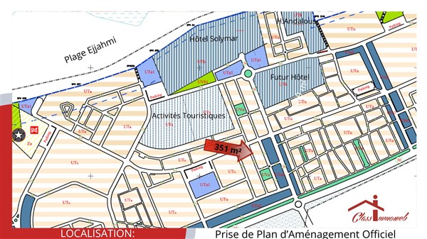 Hammam Chatt&nbsp;Borj Cedria&nbsp;Terrain&nbsp;Terrain nu&nbsp;Terrain de 351 m2 � 540tnd le m2