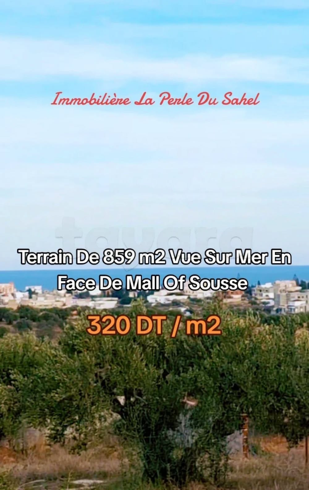 Sidi Bou Ali&nbsp;Sidi Bou Ali&nbsp;Terrain&nbsp;Terrain nu&nbsp;Terrain vu mer en face mall of sousse