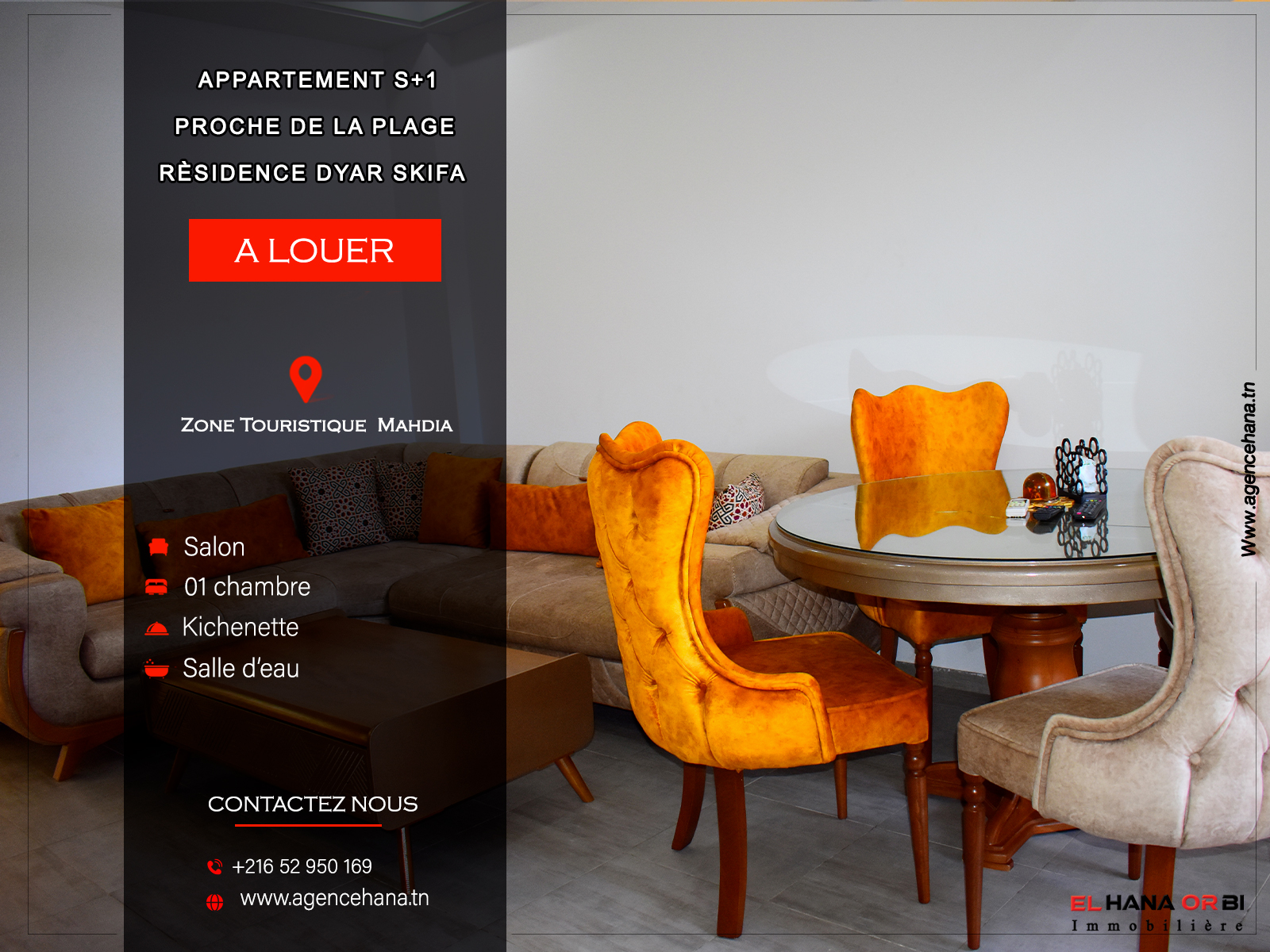 Mahdia&nbsp;Mahdia&nbsp;Location&nbsp;Appart. 2 pi�ces&nbsp;Rz dyar skiffa en pleine zone touristique � mahdia
