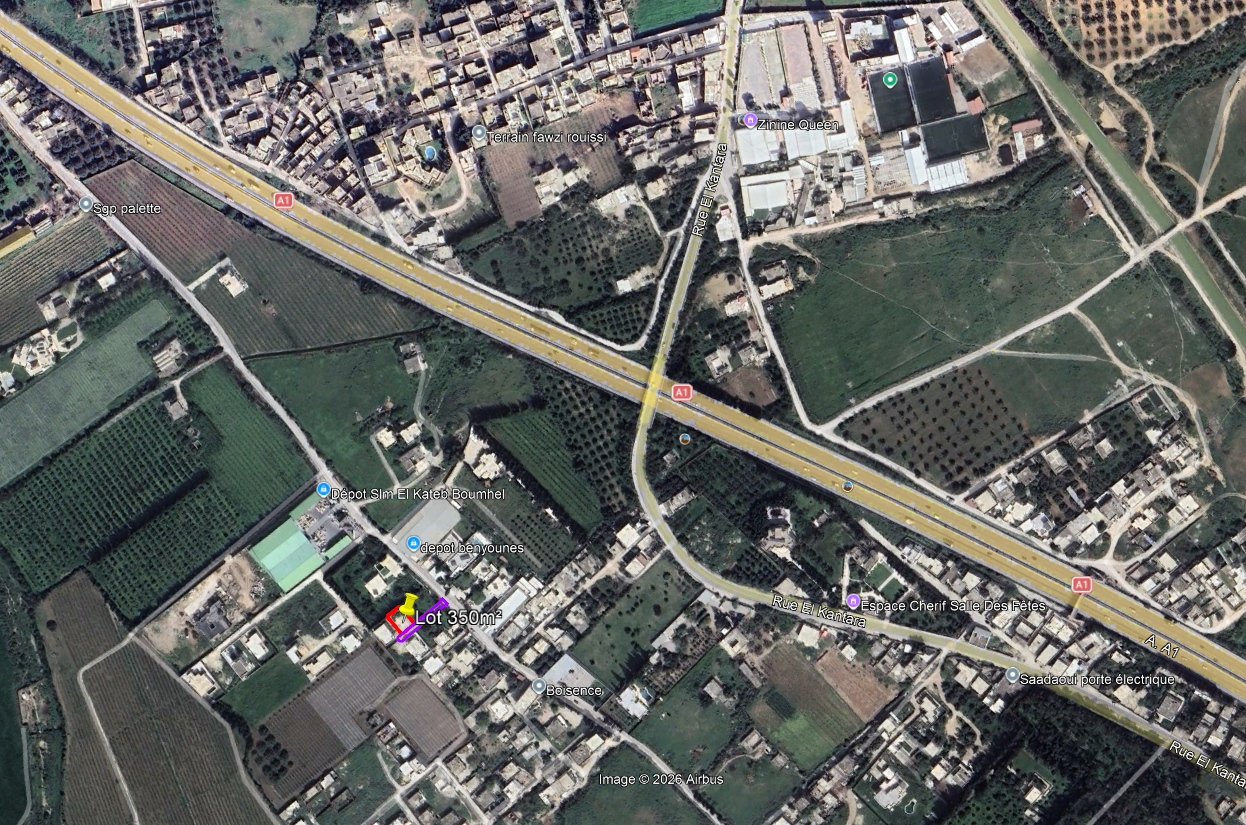 Bou Mhel El Bassatine&nbsp;Bou Mhel&nbsp;Terrain&nbsp;Terrain nu&nbsp;Lot 350m2 � boumhel pr�s 9sar bourguiba