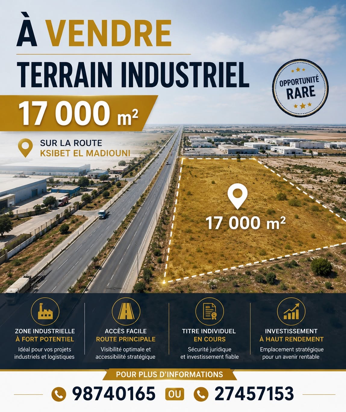 Ksibet El Mediouni&nbsp;Ksibet El Mediouni&nbsp;Terrain&nbsp;Terrain nu&nbsp;Terrain industriel 17000m ksibet el mediouni