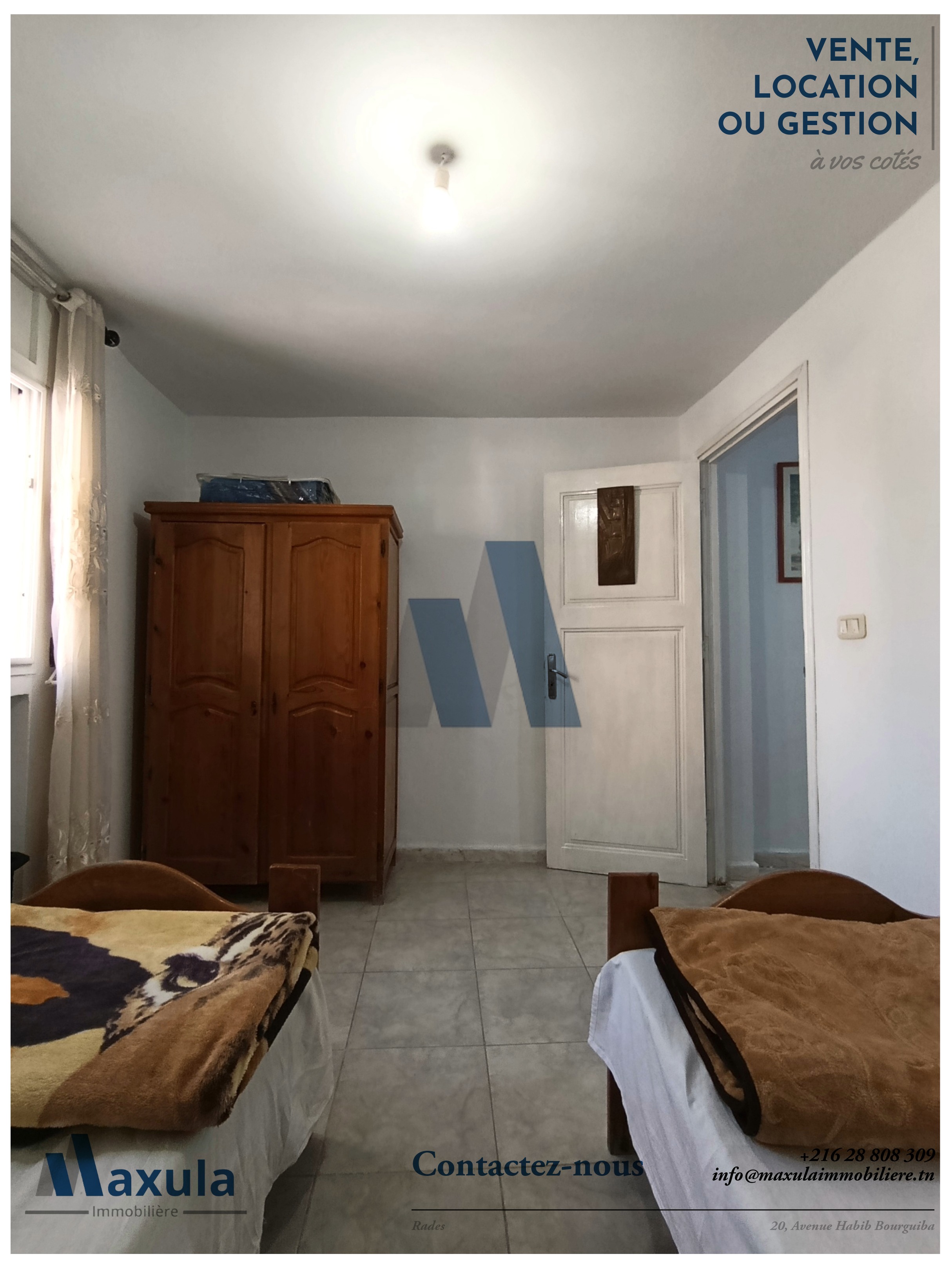 Rades&nbsp;Cite Rades 2&nbsp;Location&nbsp;Appart. 2 pi�ces&nbsp;Appartement s1 meuble a rades 2