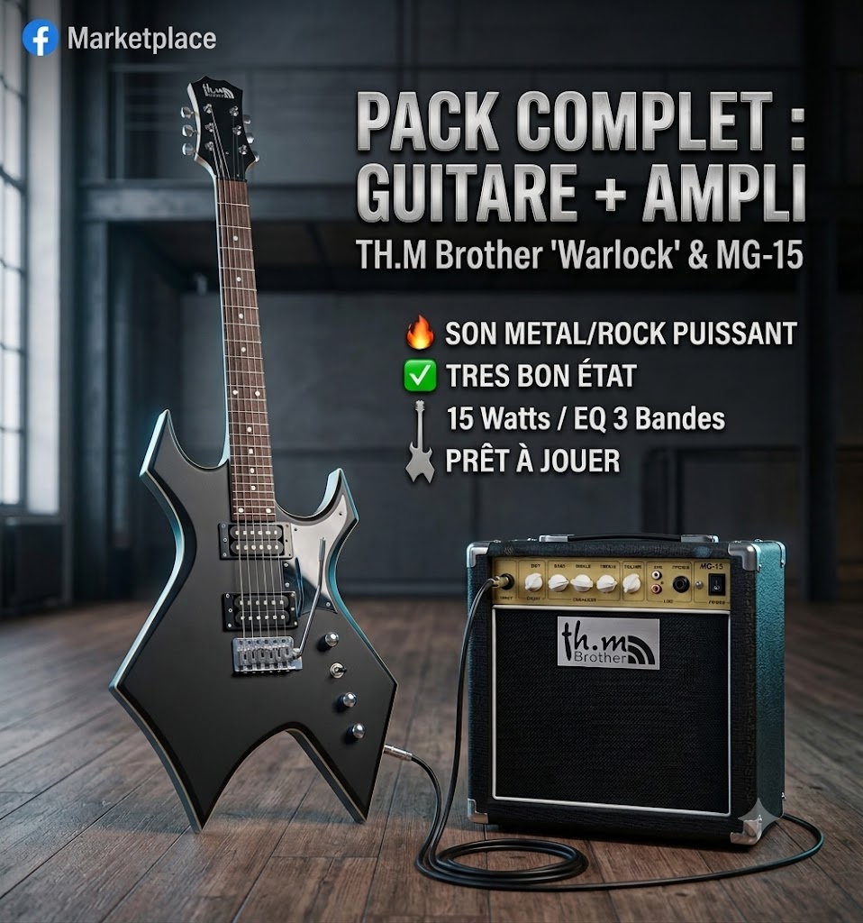 Ariana Ville&nbsp;Ariana&nbsp;Autre&nbsp;Autre&nbsp;Guitare electrique warlock et ampli th m brother