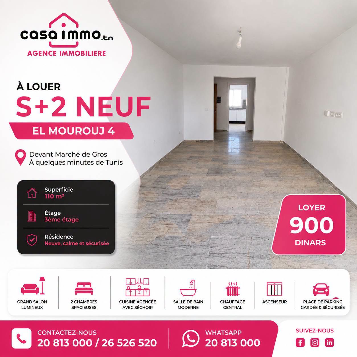 El Mourouj&nbsp;El Mourouj&nbsp;Location&nbsp;Appart. 2 pi�ces&nbsp;S2 neuf � mourouj 4