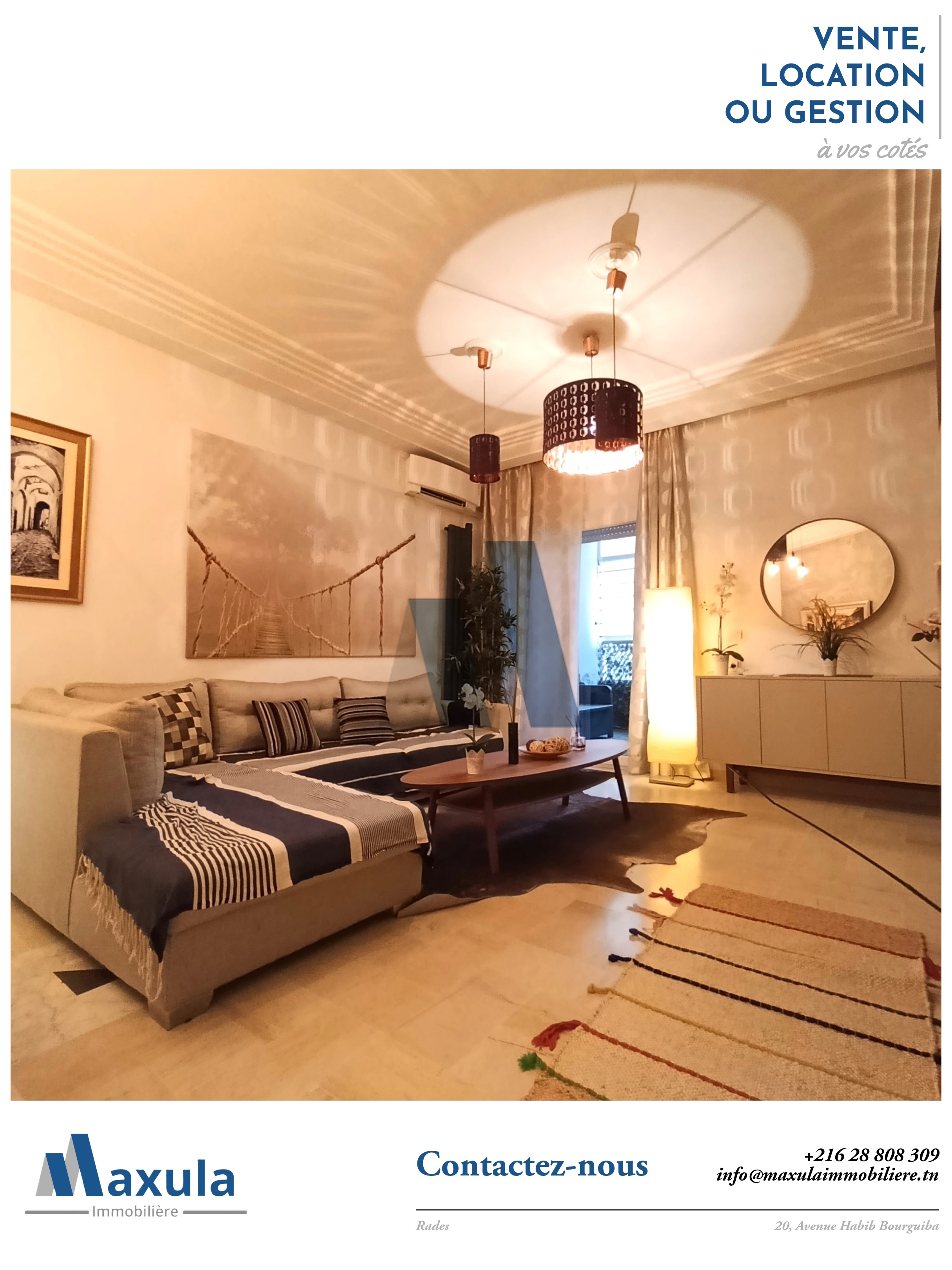 Rades&nbsp;Chouchet Rades&nbsp;Vente&nbsp;Appart. 3 pi�ces&nbsp;Appartement s2 richement meuble a chouchet rades