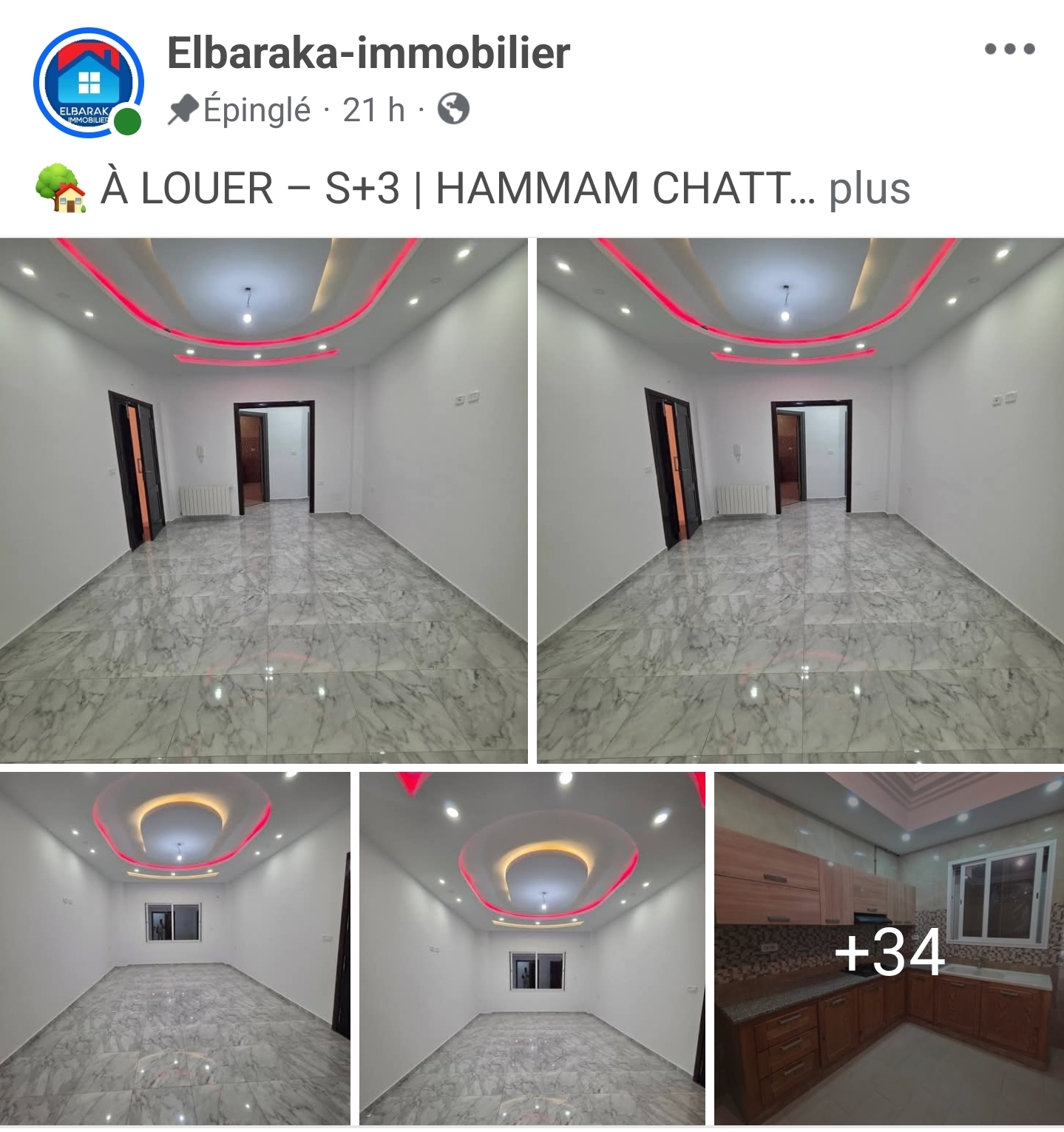Hammam Chatt&nbsp;Hammam Chatt&nbsp;Location&nbsp;Appart. 4 pi�ces&nbsp;S3 hammam chatt