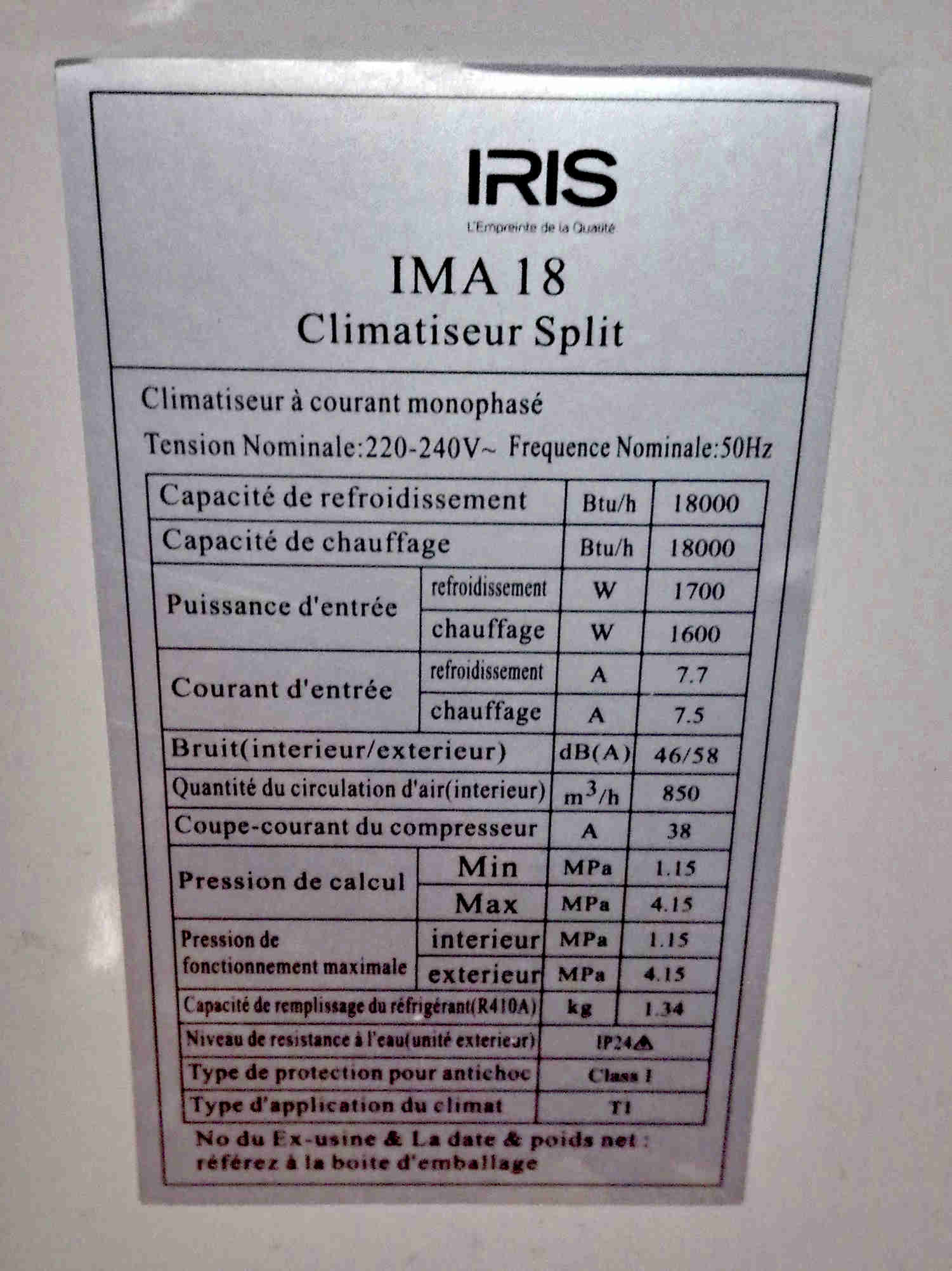 Soliman&nbsp;Soliman&nbsp;Climatiseur&nbsp;Autre&nbsp;Climatiseur 18000 neuf iris