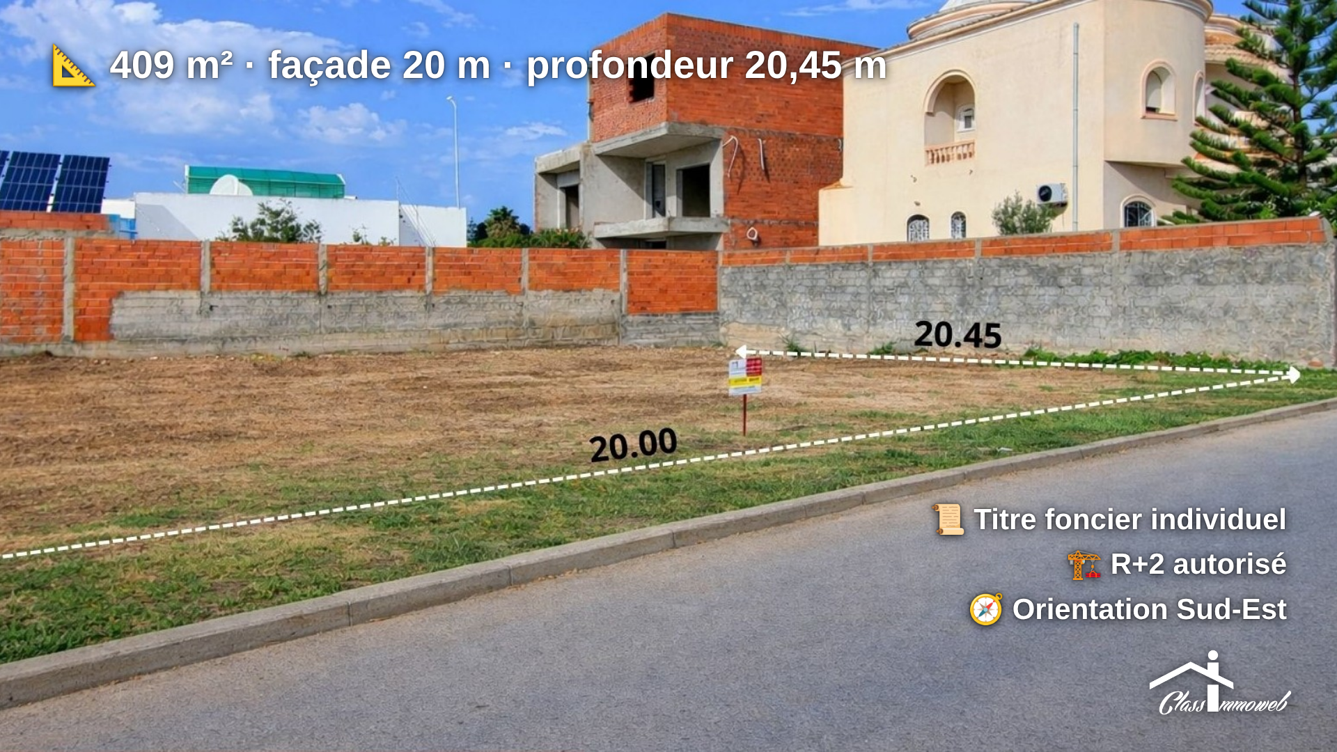 Hammam Chatt&nbsp;Borj Cedria&nbsp;Terrain&nbsp;Terrain nu&nbsp;Terrain de 409 m2 � 300 m de la plage ejjahmi