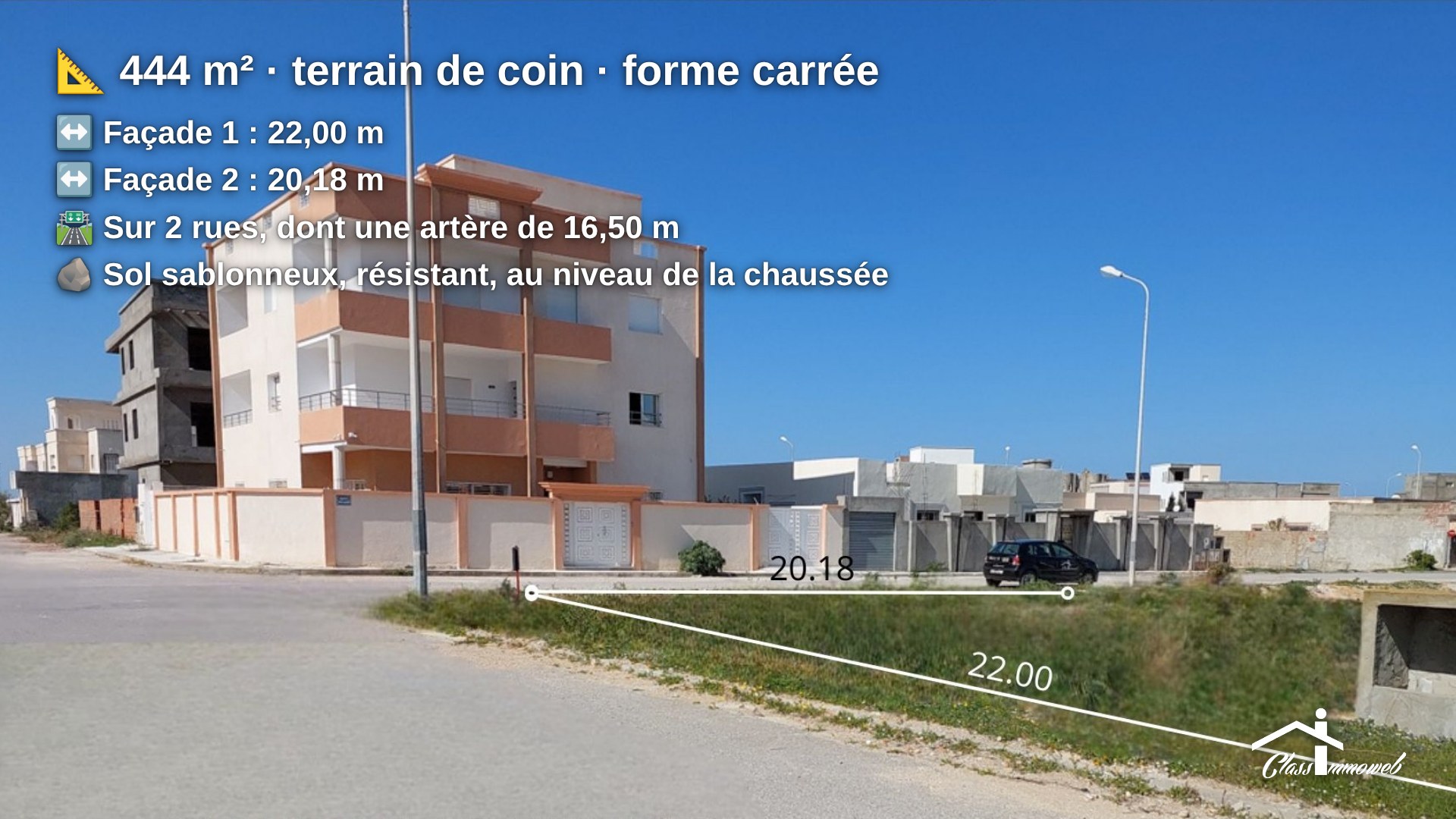 Soliman&nbsp;Soliman&nbsp;Terrain&nbsp;Terrain nu&nbsp;Terrain de coin 444 m2 � 300 m de la plage
