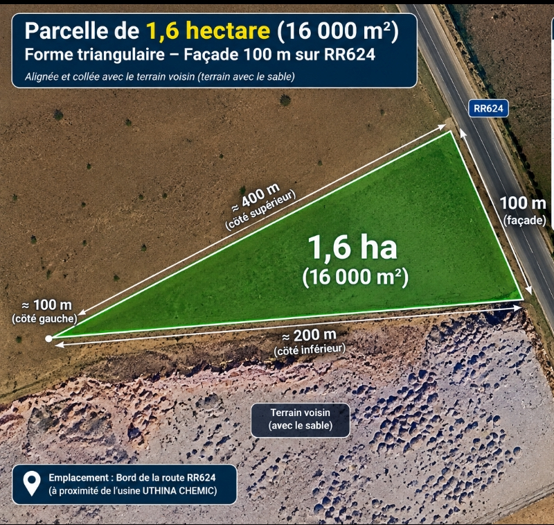 Bir Mcherga&nbsp;Bir Mcherga Gare&nbsp;Terrain&nbsp;Terrain nu&nbsp;Pour les investisseurs 1h 800 m avec 100 m facade